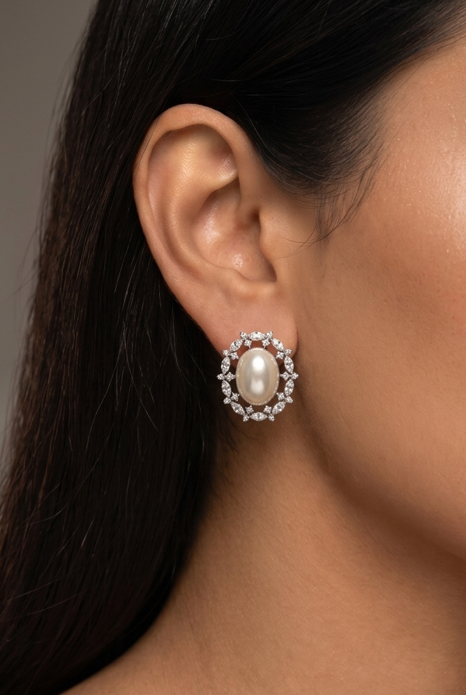Pearl Halo Studs