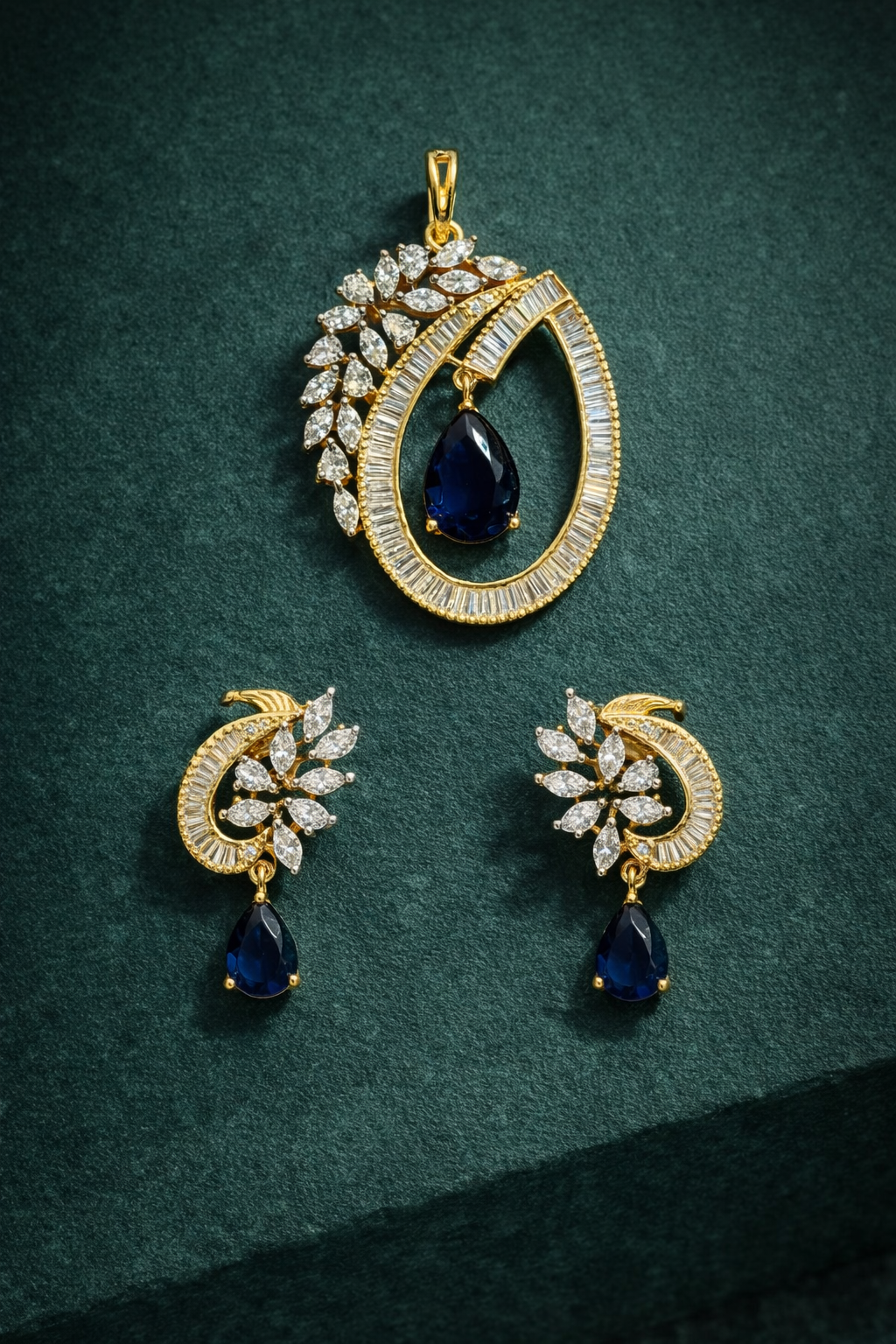 Sapphire Hoop Pendant Set