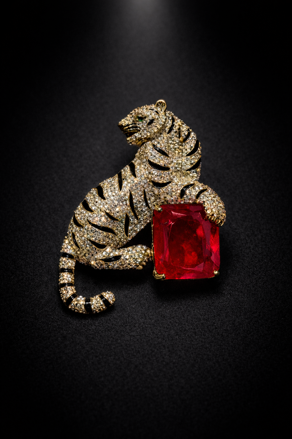 Royal Ruby Tiger Brooch