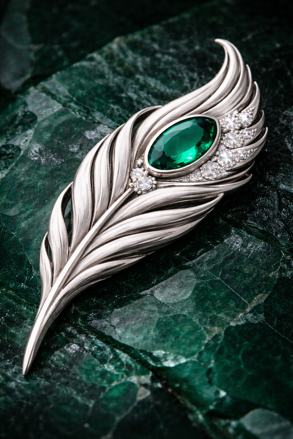 Pure Silver Royal Feather Brooch