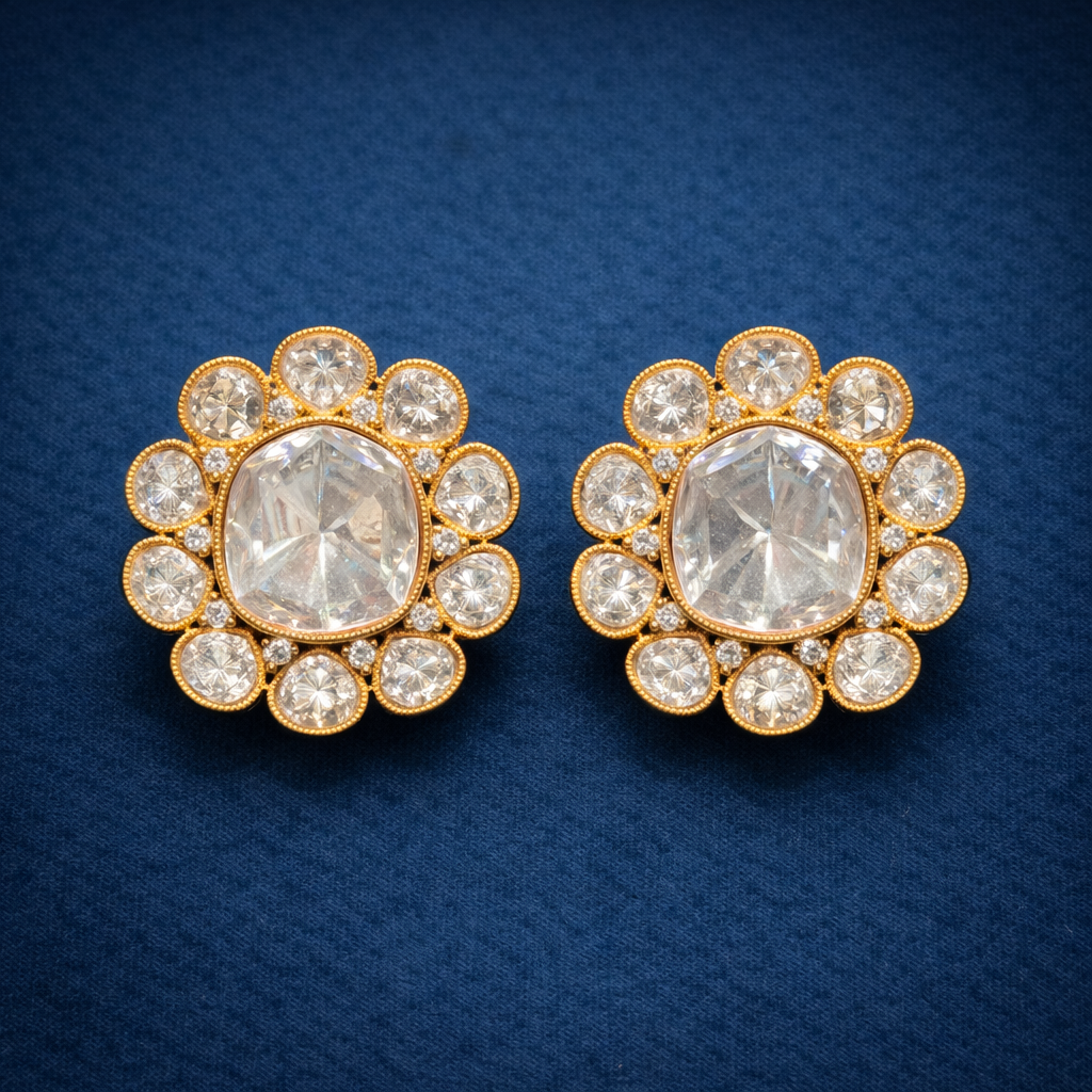 Delicate Polki Studs