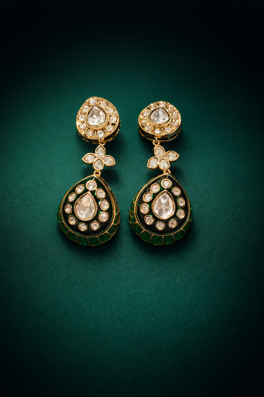 Emerald Meenakari Jhumkas