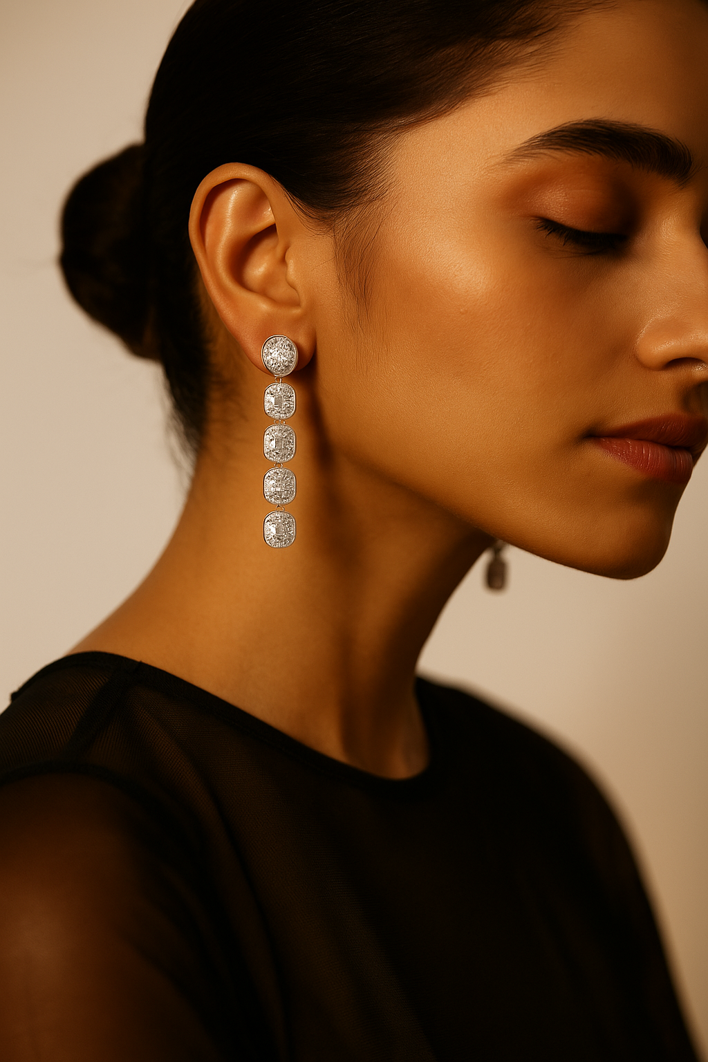 Round & Emerald Danglers