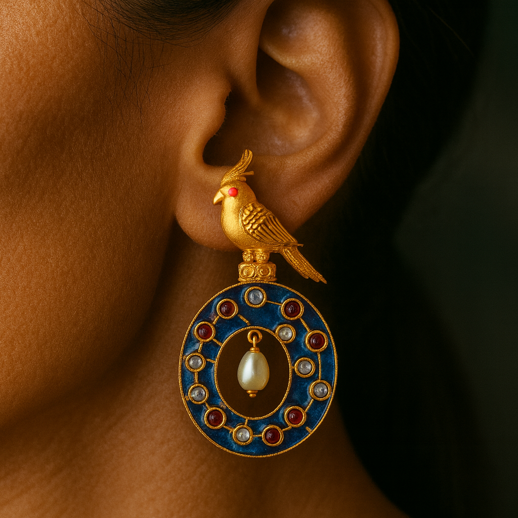 Blue Meenekari Earrings