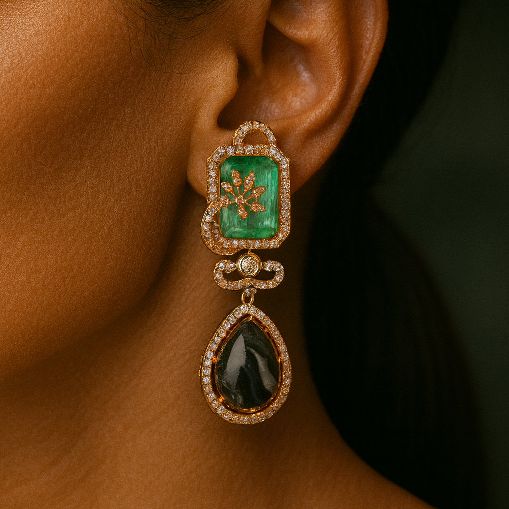 Emerald Azure Bloom Earrings