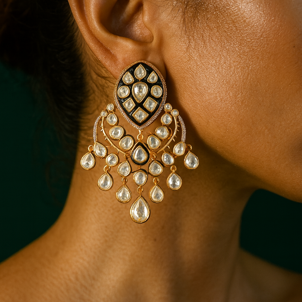 Meenakari Polki Jhumkas