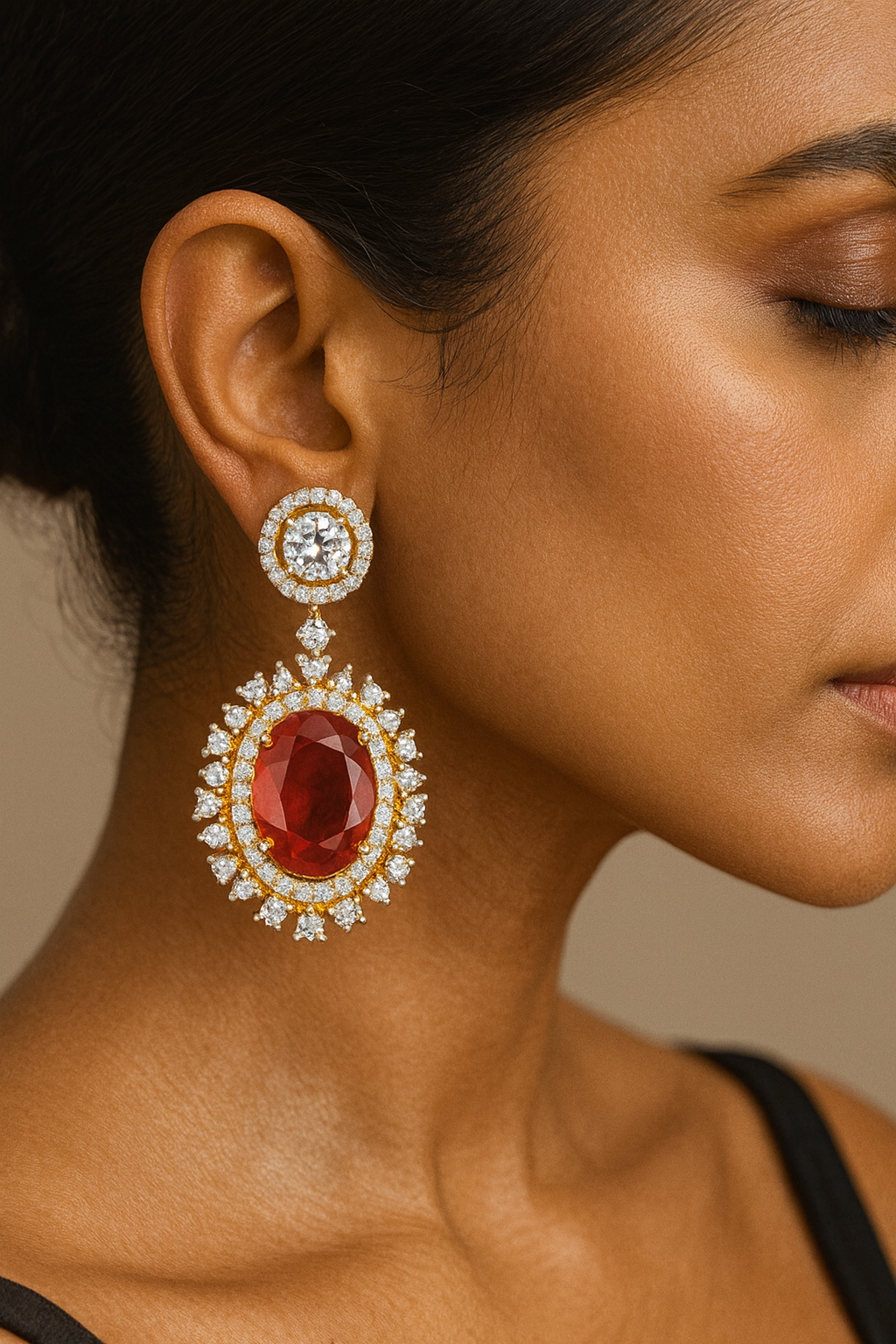 92.5 Silver Ruby Radiant Earrings