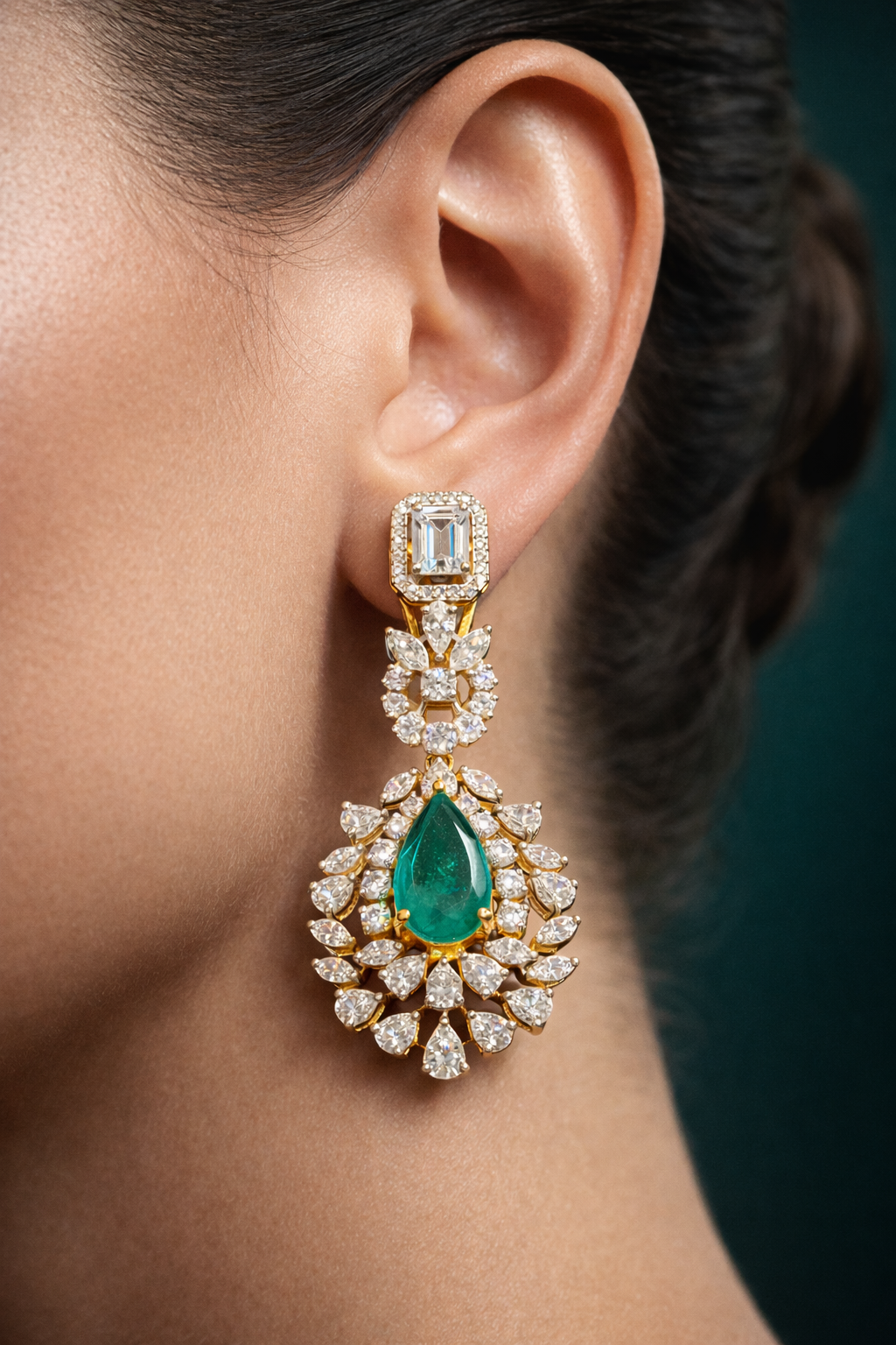 Pure Silver Emerald Earrings