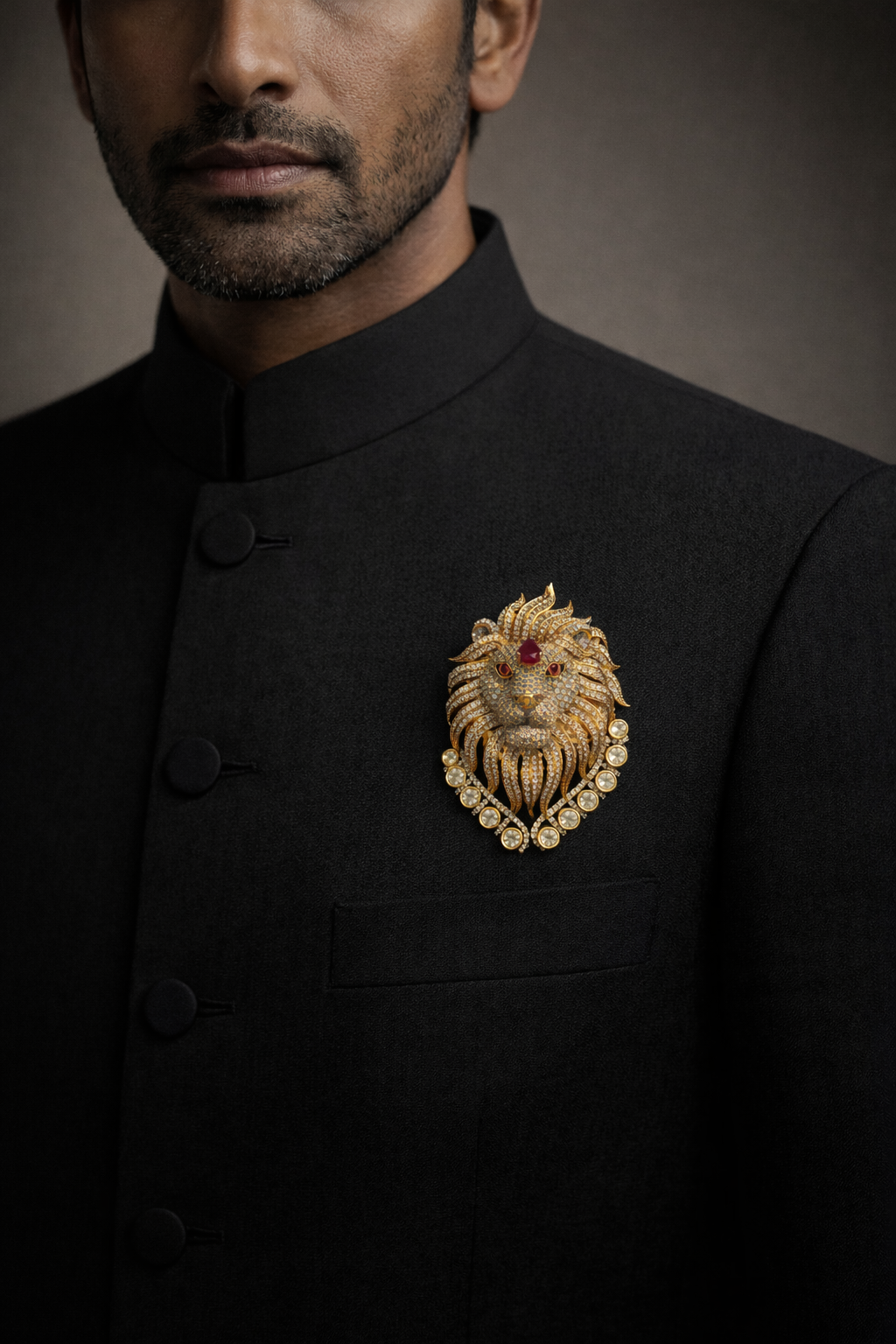 Ruby Regal Lion Brooch