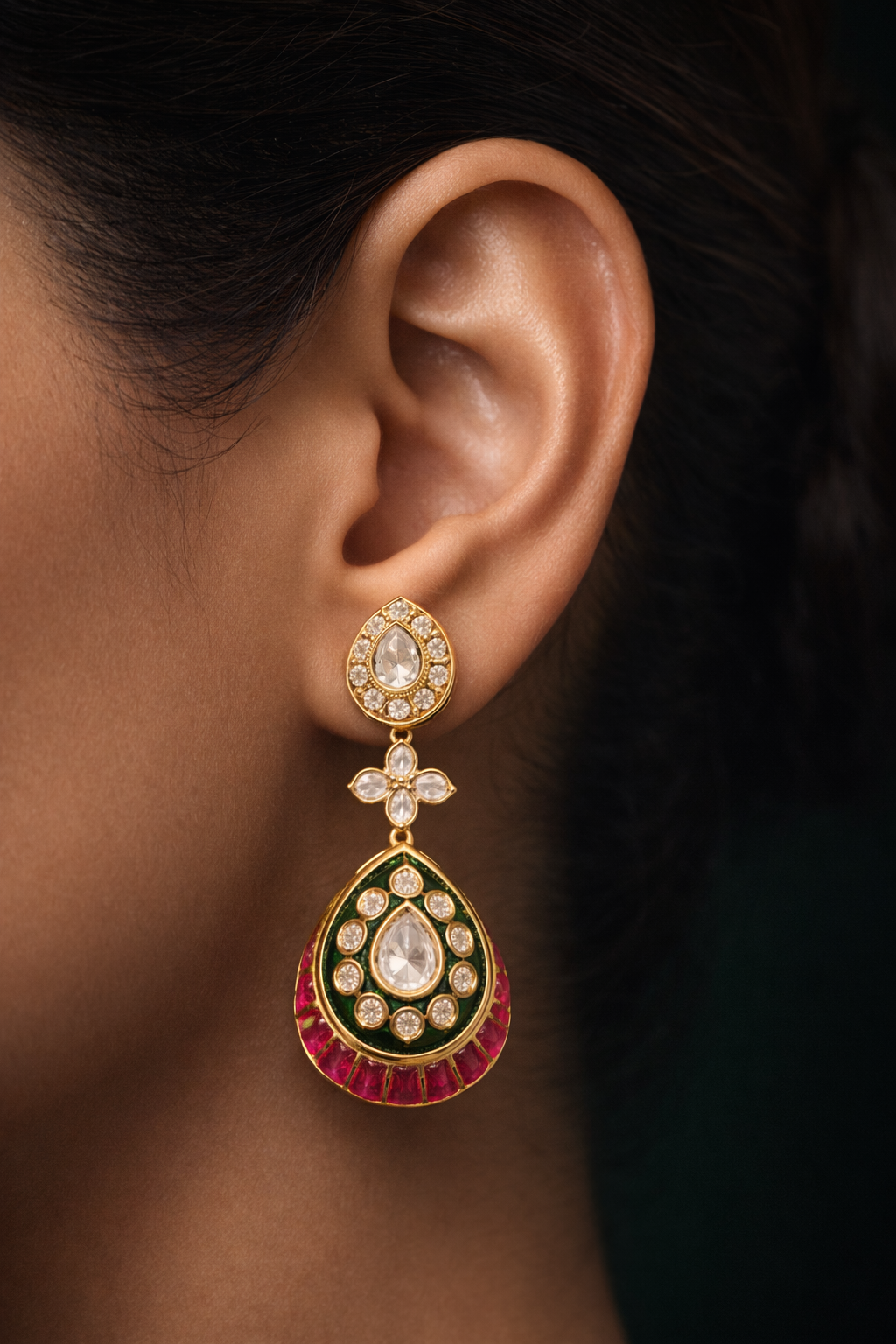 Ruby Meenakari Jhumkas
