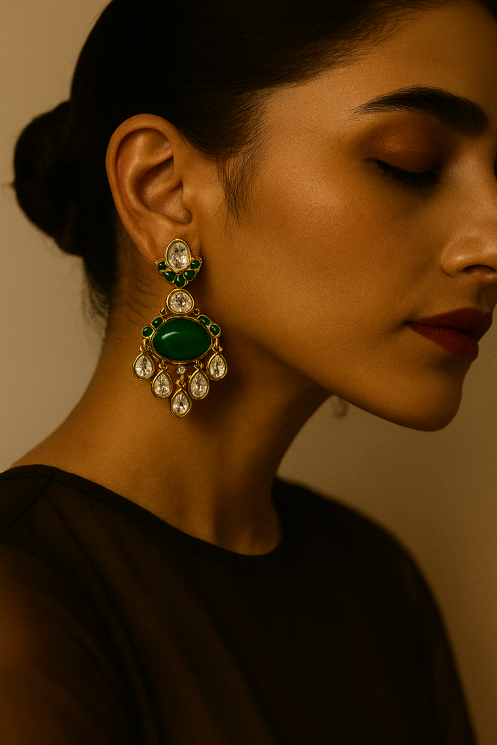 Meher Green Kundan Earrings