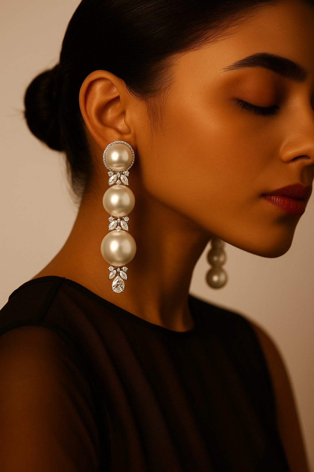 92.5 Silver Triple Pearl Drops