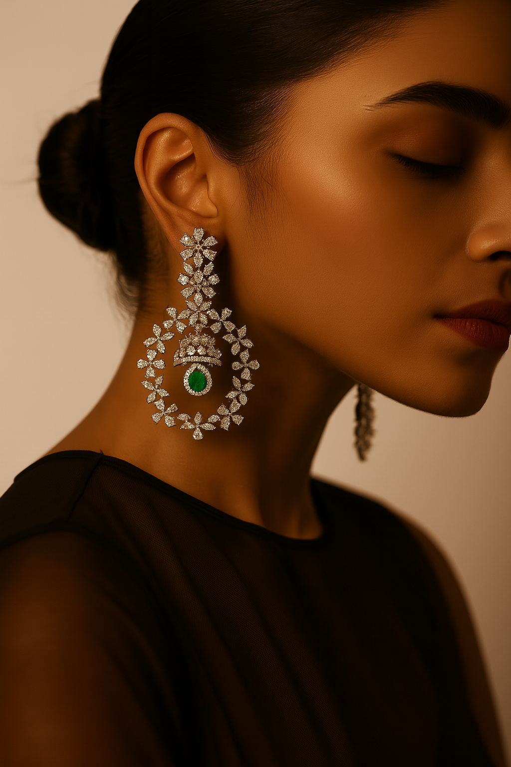 92.5 Silver Emerald Radiance Chandbaalis