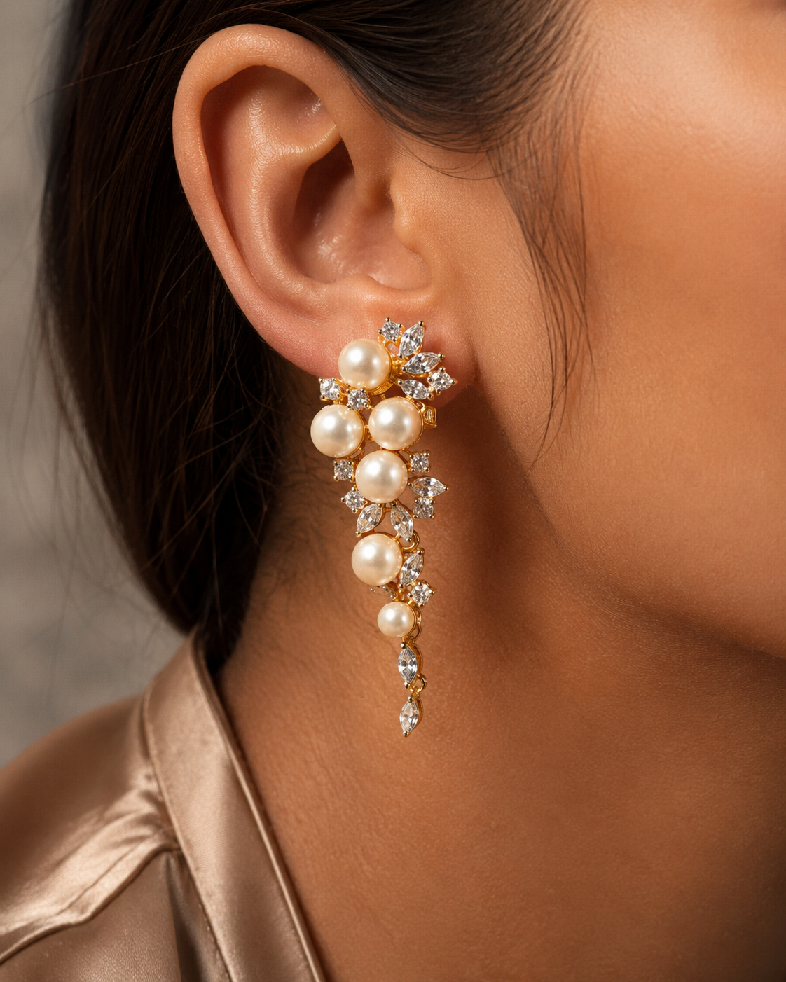 Pure Silver Pearl Motif Danglers