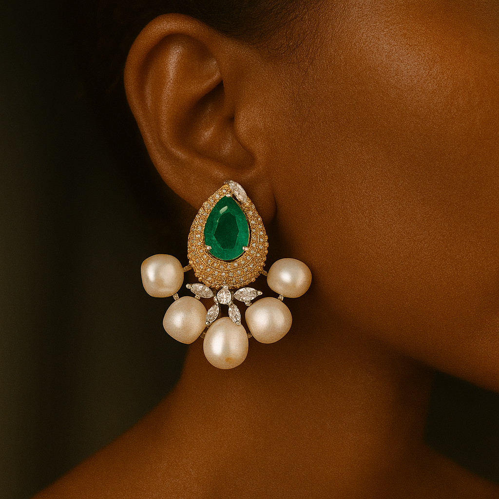 Emerald & Pearl Fusion Earrings