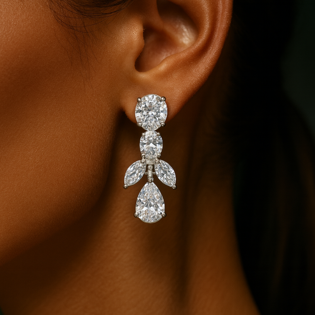 Pure Silver Multistone Earrings