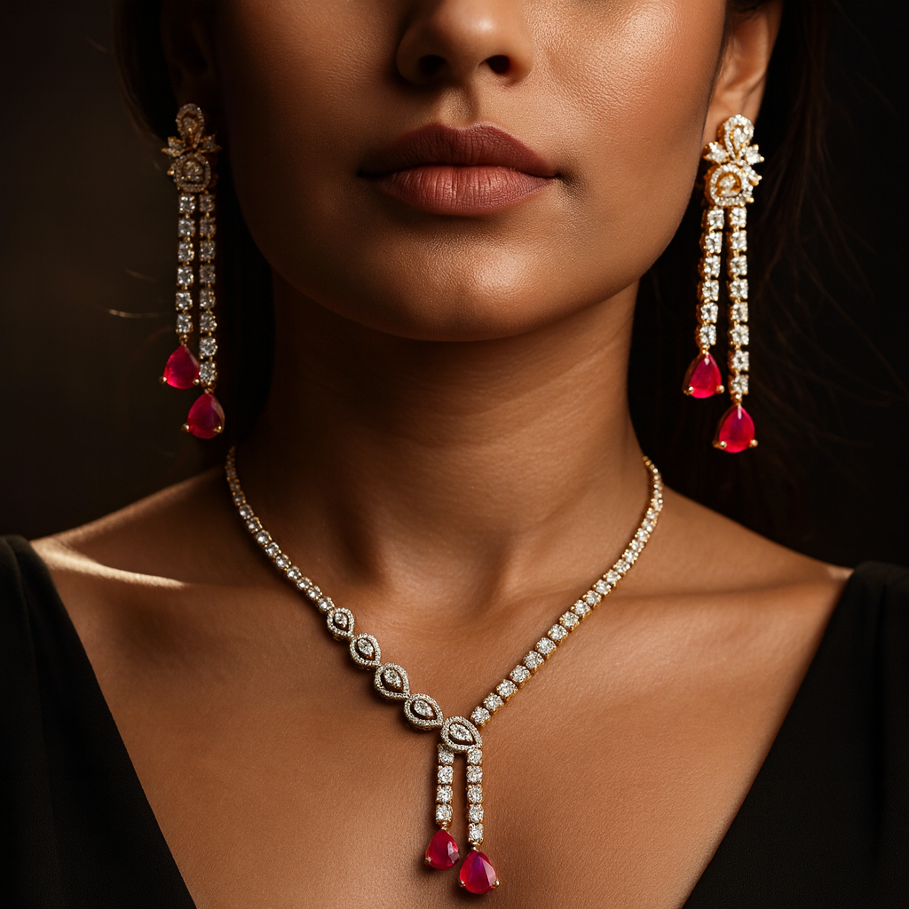 Duo Ruby Necklace Set