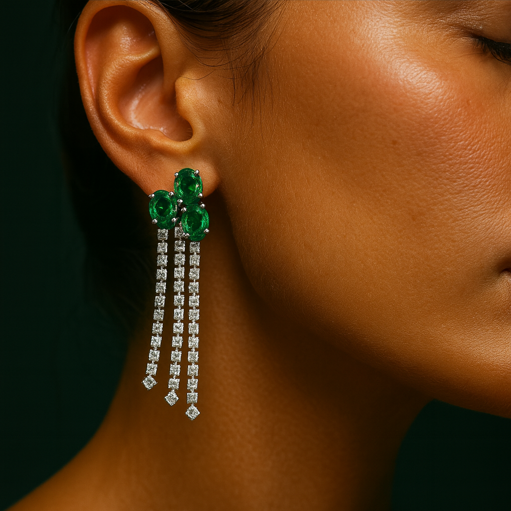 Emerald Trinity Danglers