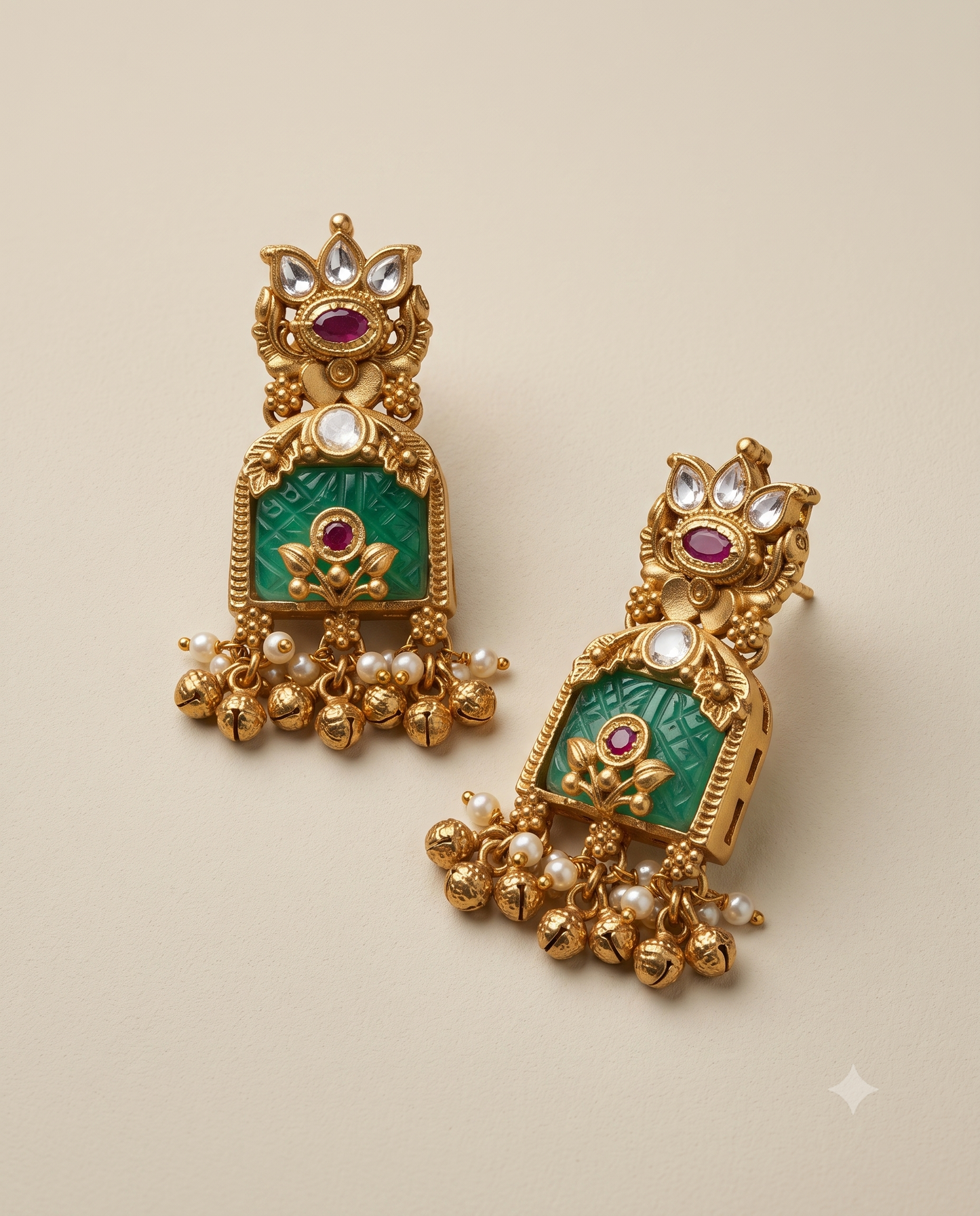Green Golden Jhumkas