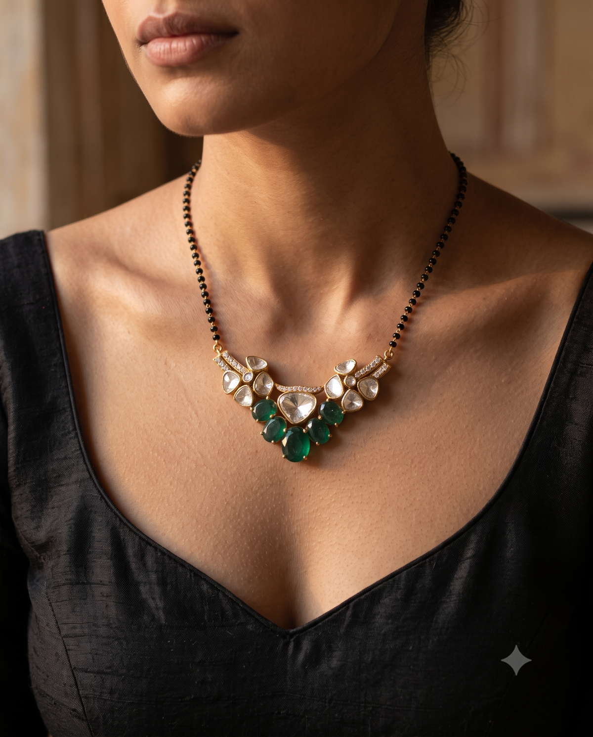 92.5 Silver Moissanite Mangalsutra Pendant