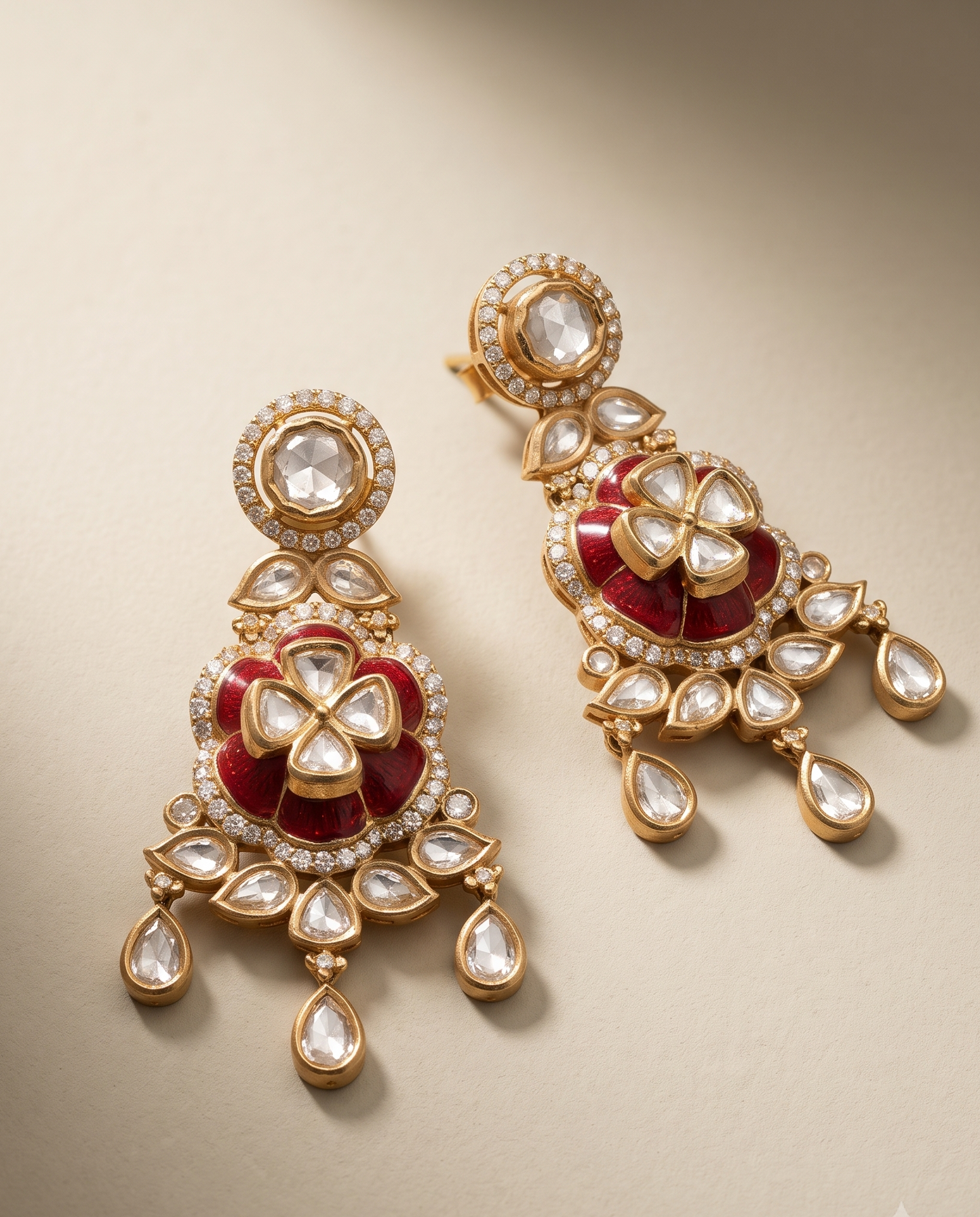 Polki Enamel Jhumkas