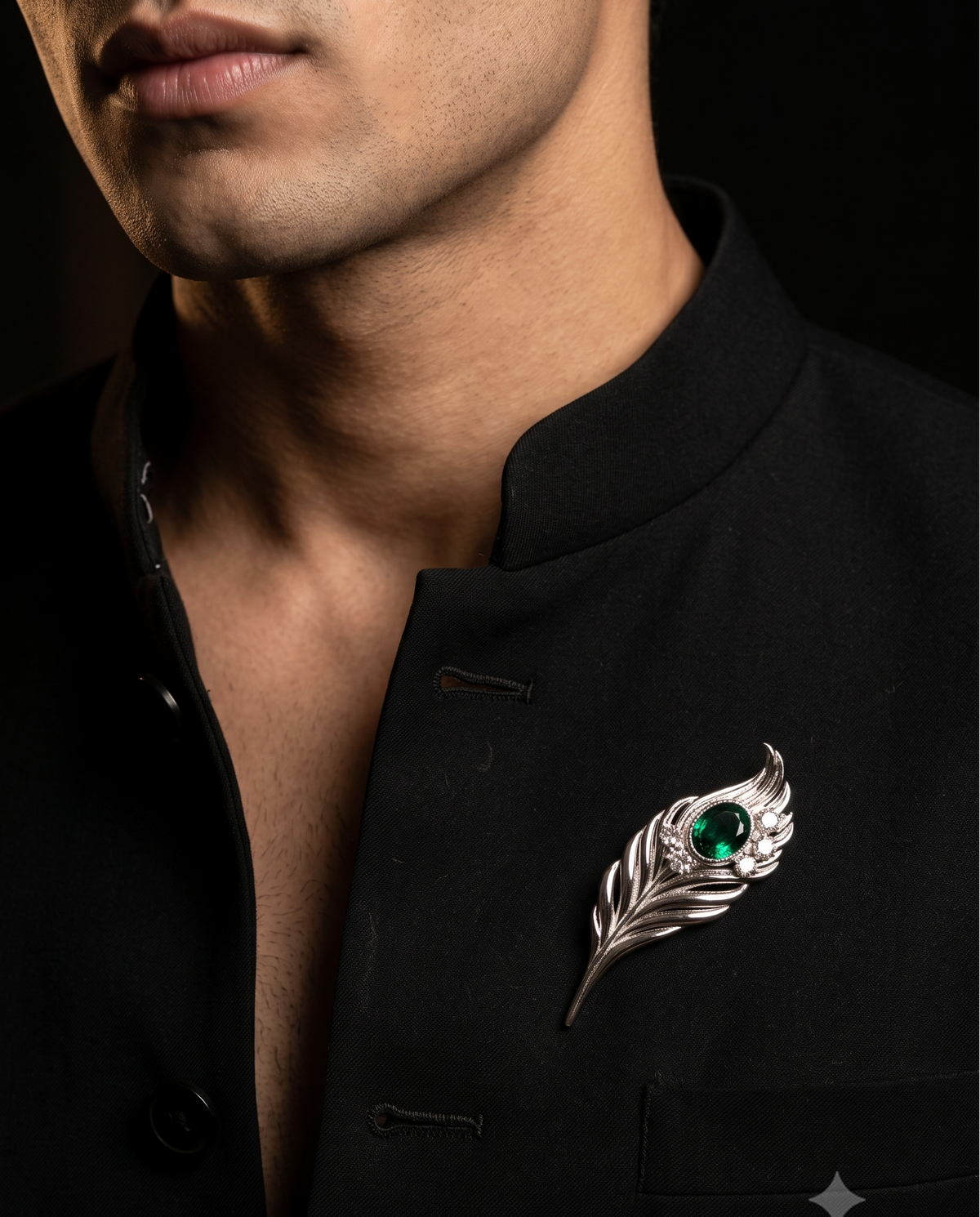 Pure Silver Royal Feather Brooch