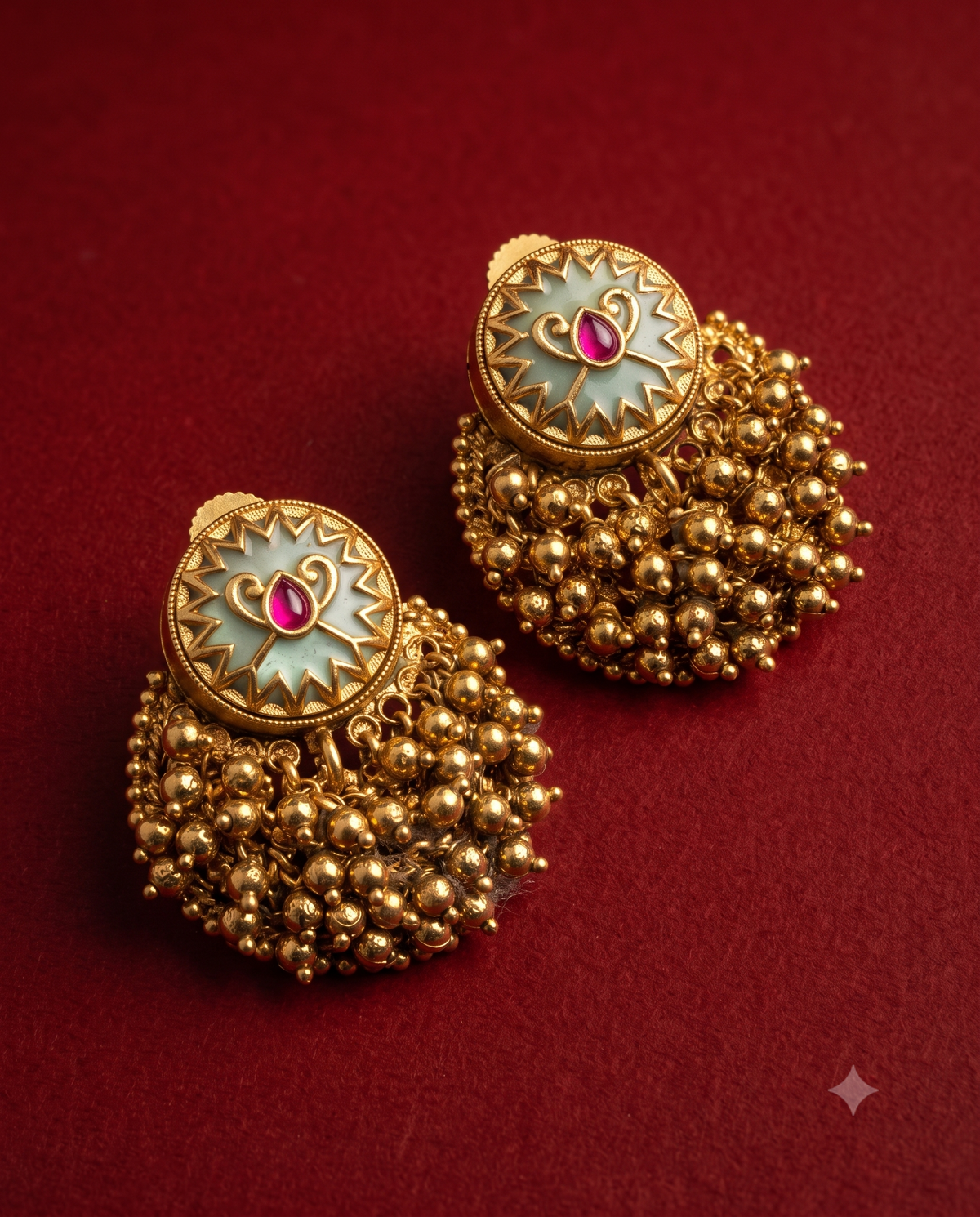 Golden Meena Necklace Set