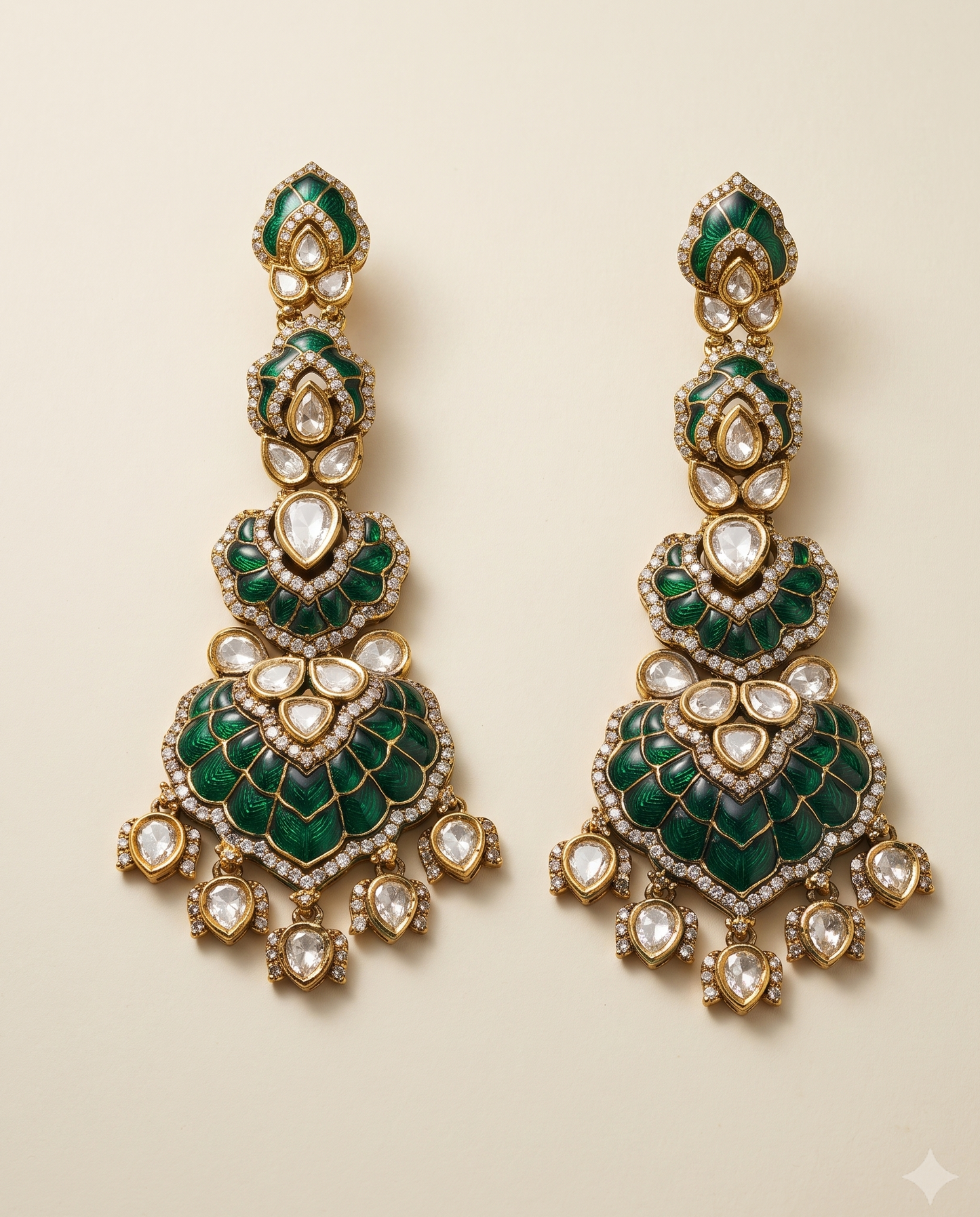 Green Polki Danglers