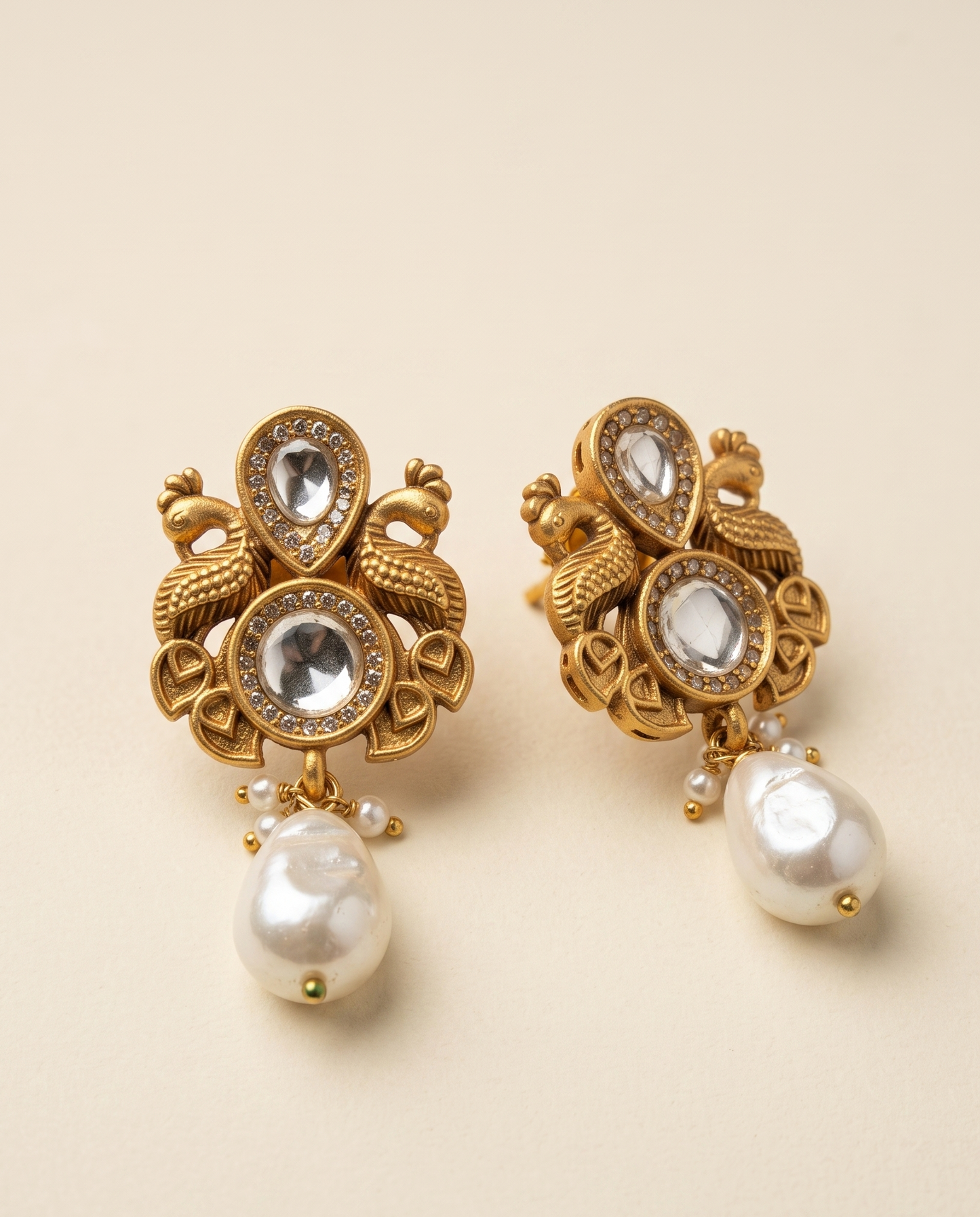 Golden Polki Studs