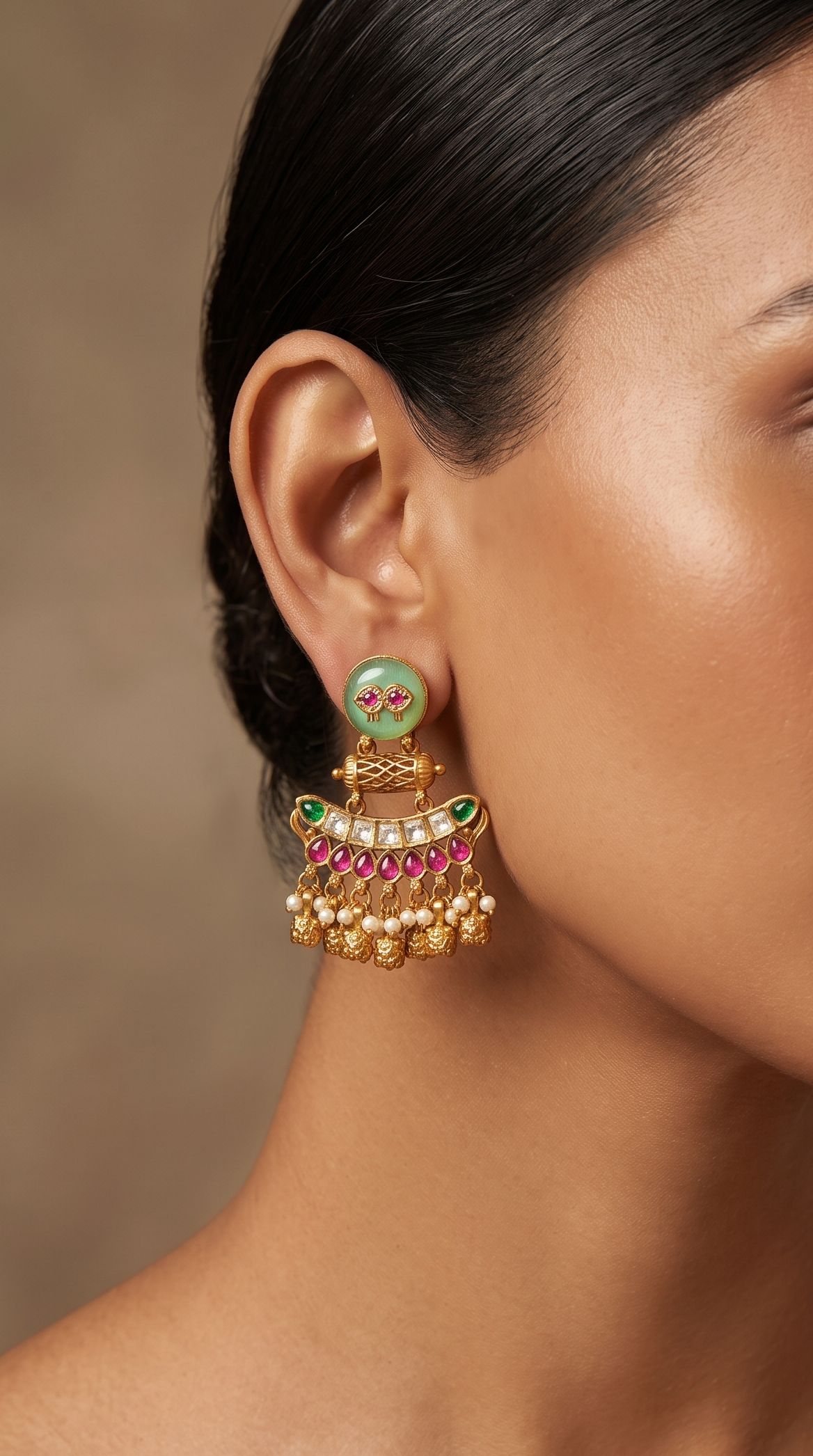 Emerald Ghungroo Earrings