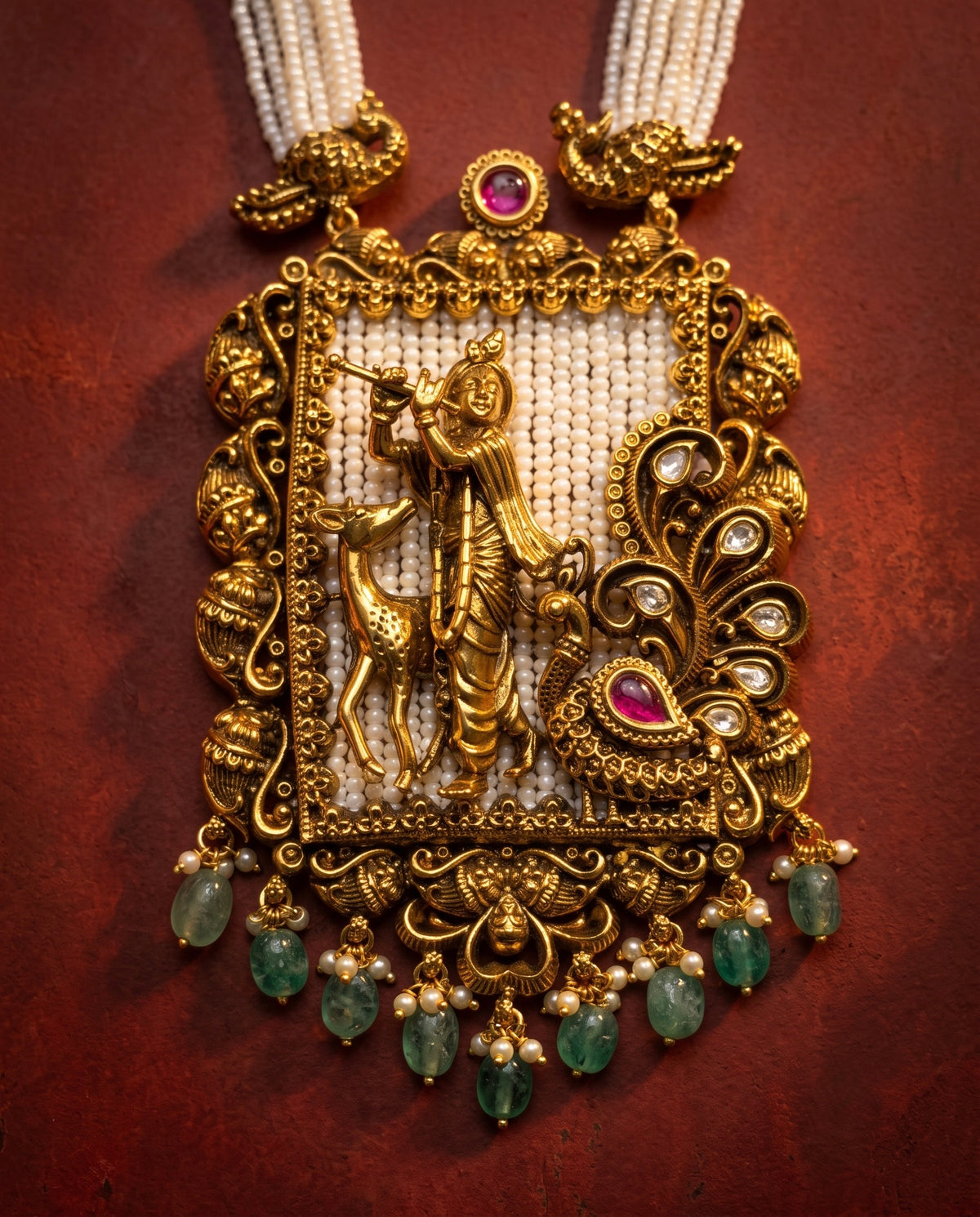 Golden Krishna Necklace Set