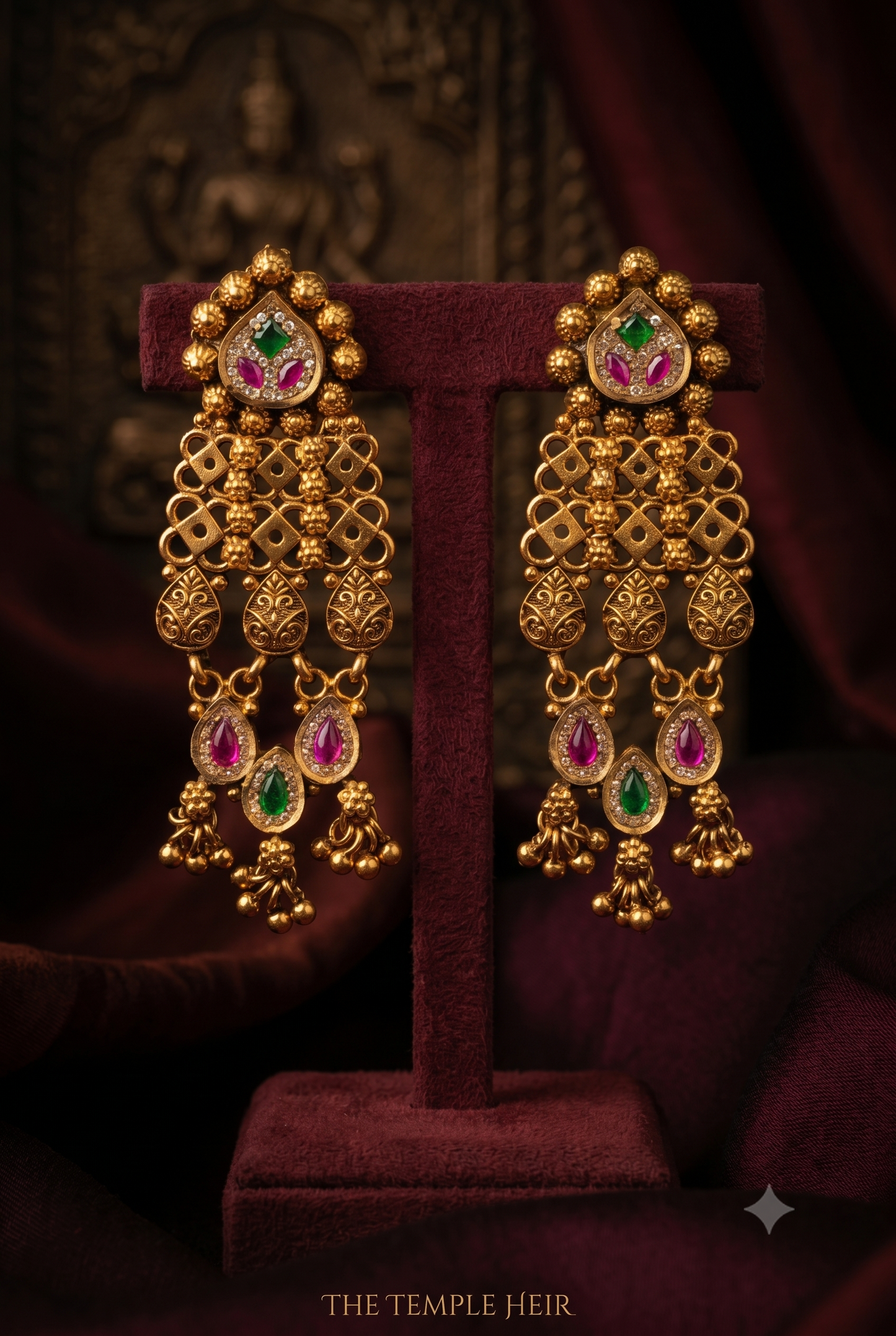 Golden Ruby Mesh Necklace Set