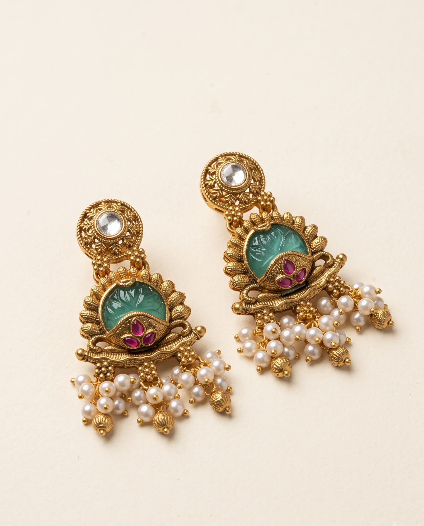 Golden Moti Heritage Jhumkas