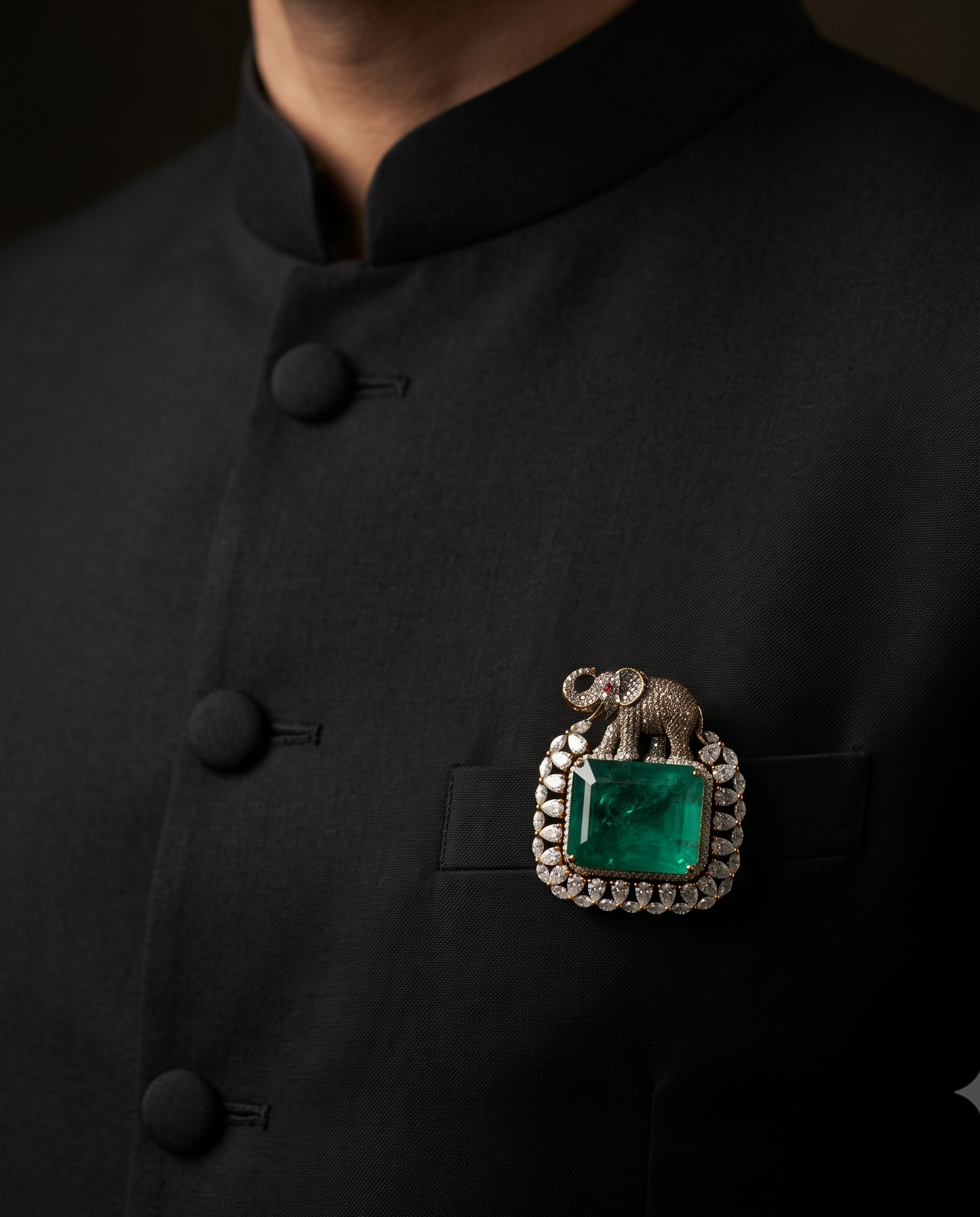 Royal Emerald Gaj Brooch