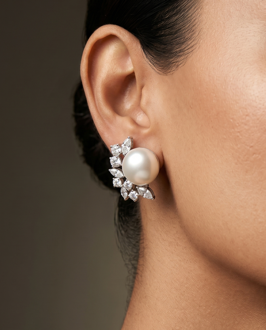 Pure Silver Pearl Arc Studs