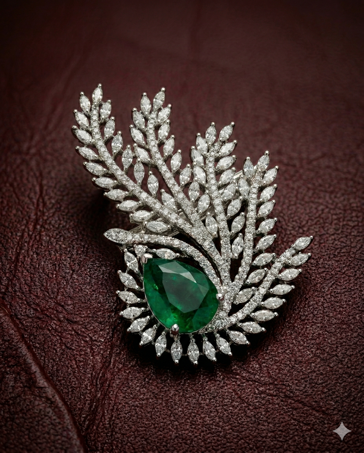 Emerald Plume Brooch