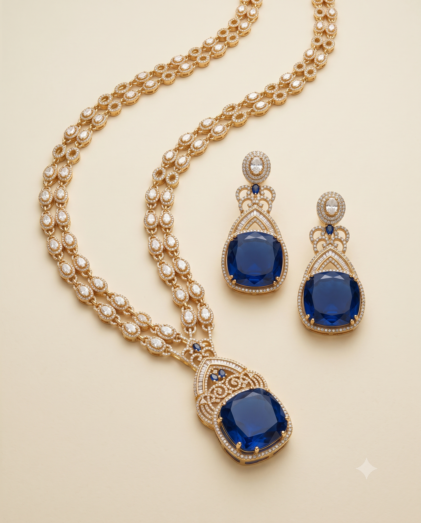 Sapphire Polki Necklace Set