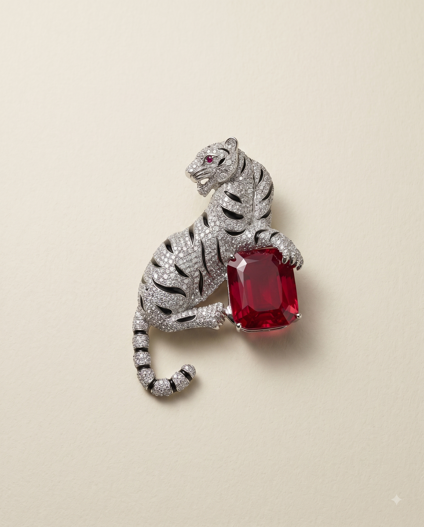 Ruby Panther Brooch