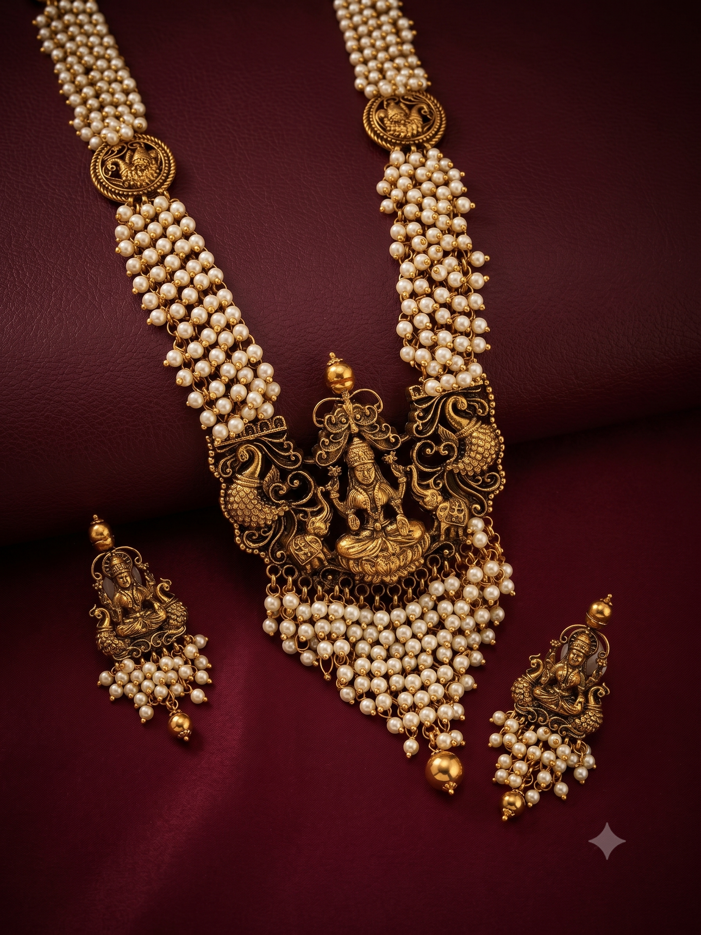 Pearl Temple Fusion Necklace Set