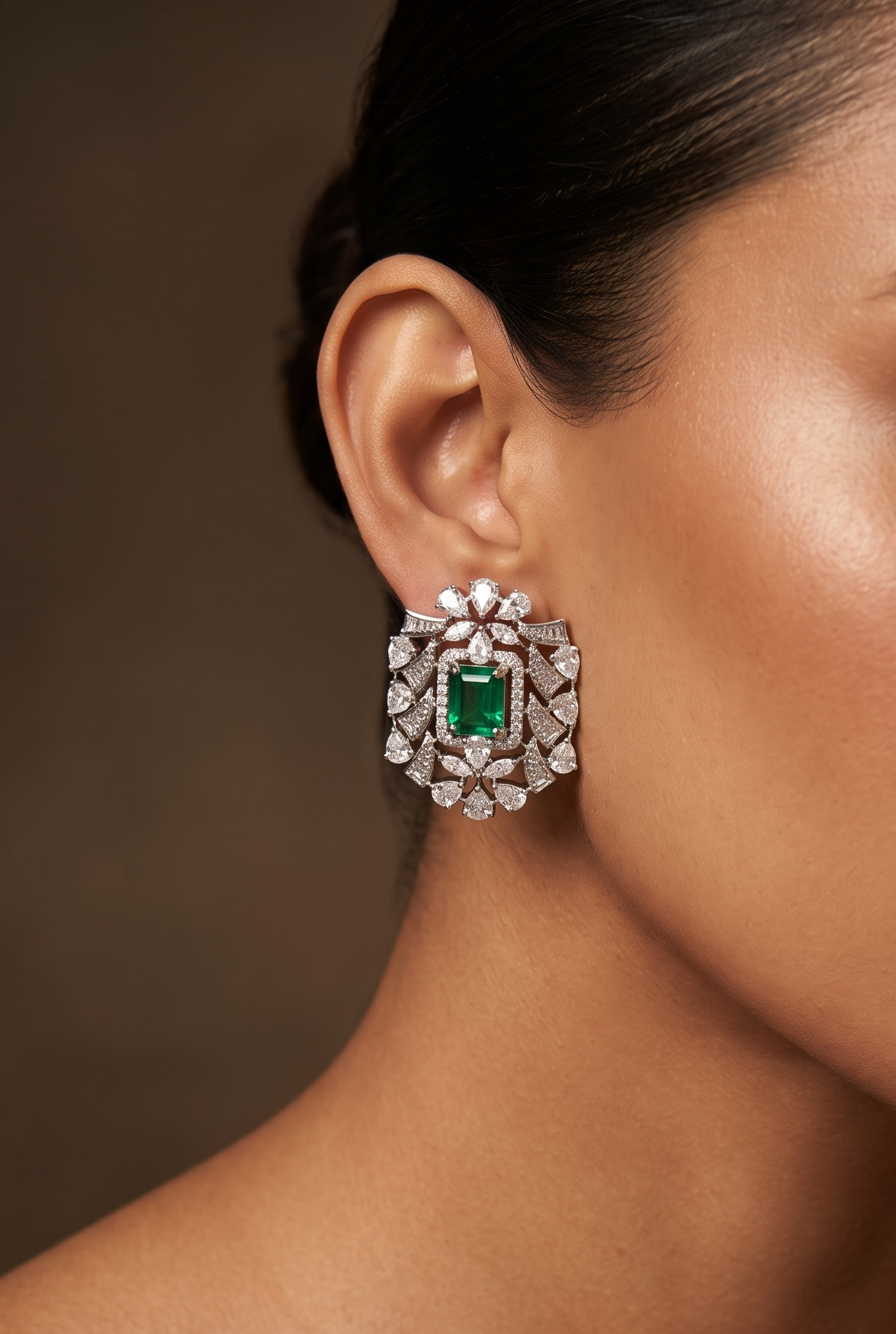 Pure Silver Emerald Ice Studs