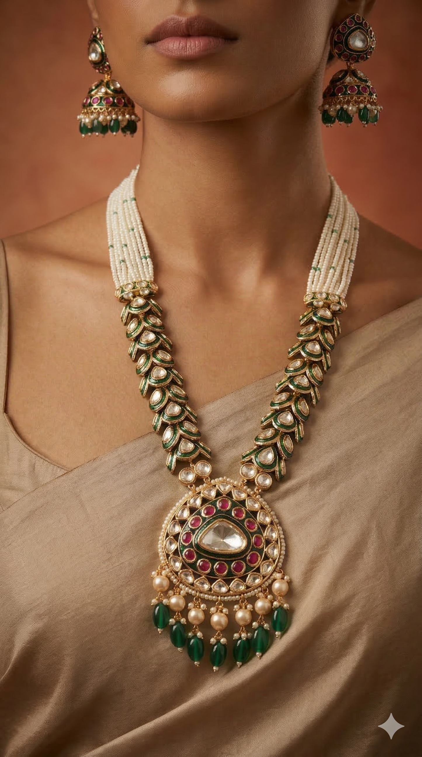 Emerald Viraasat Necklace Set