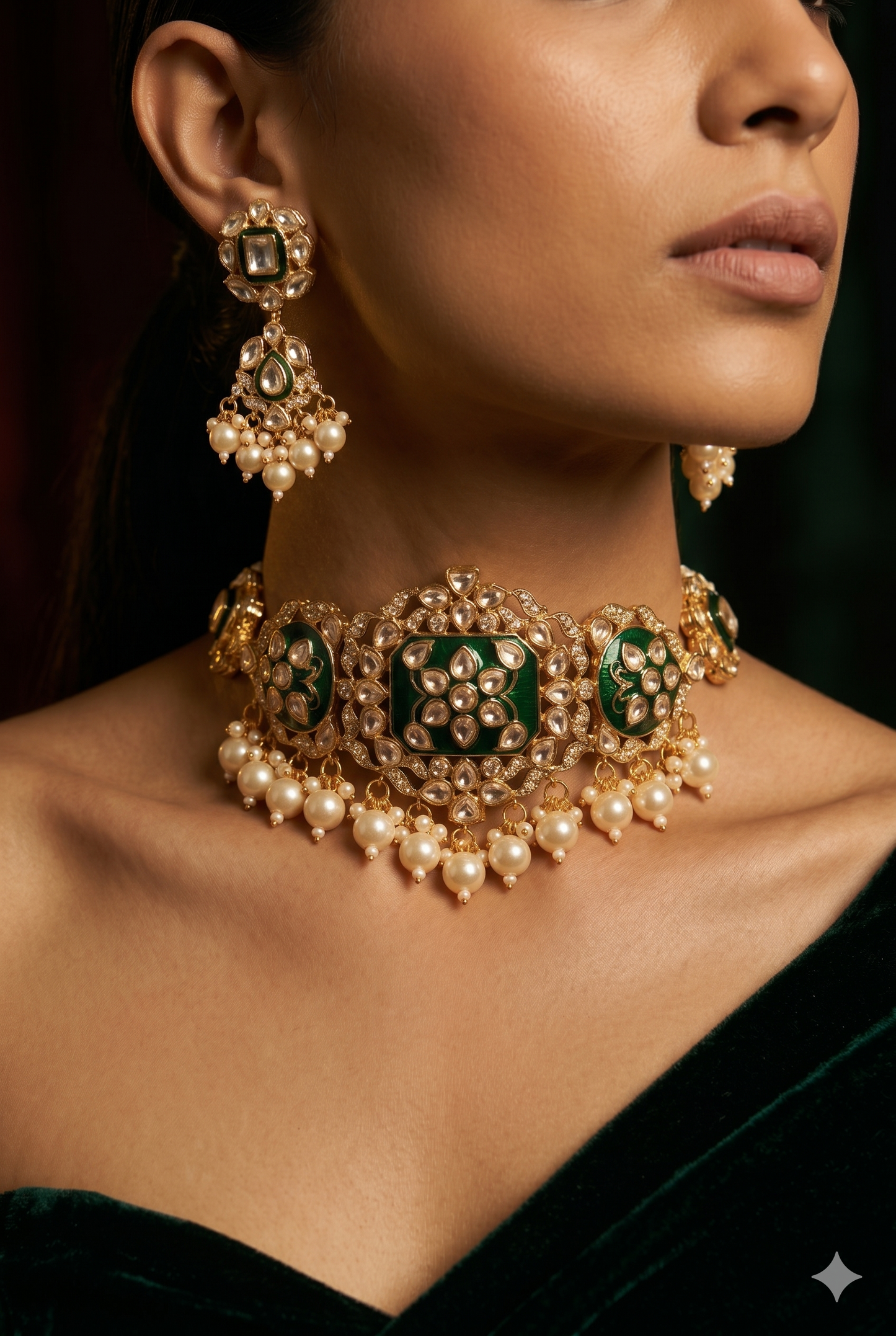Royal Emerald Polki Choker set
