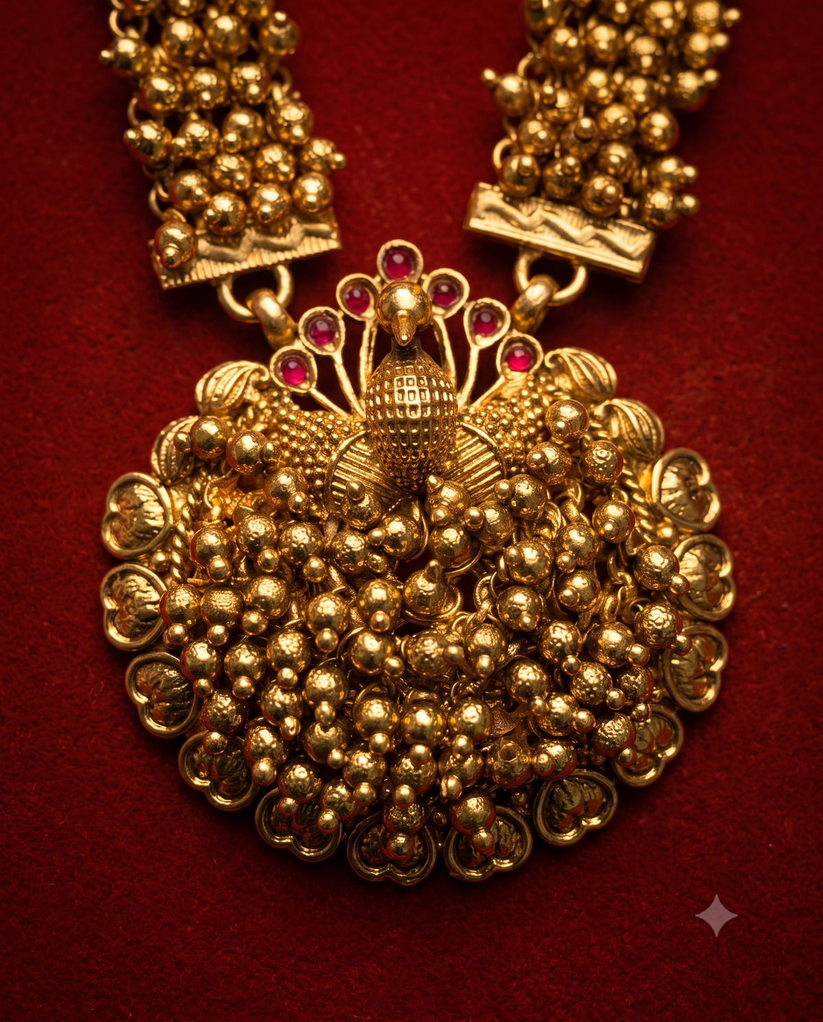 Mayur Golden Nakshi Necklace Set