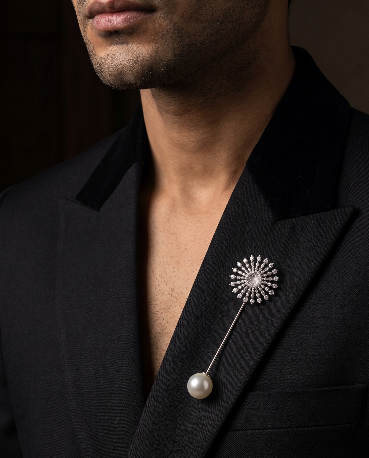 Pure Silver Sunburst Lapel Pin