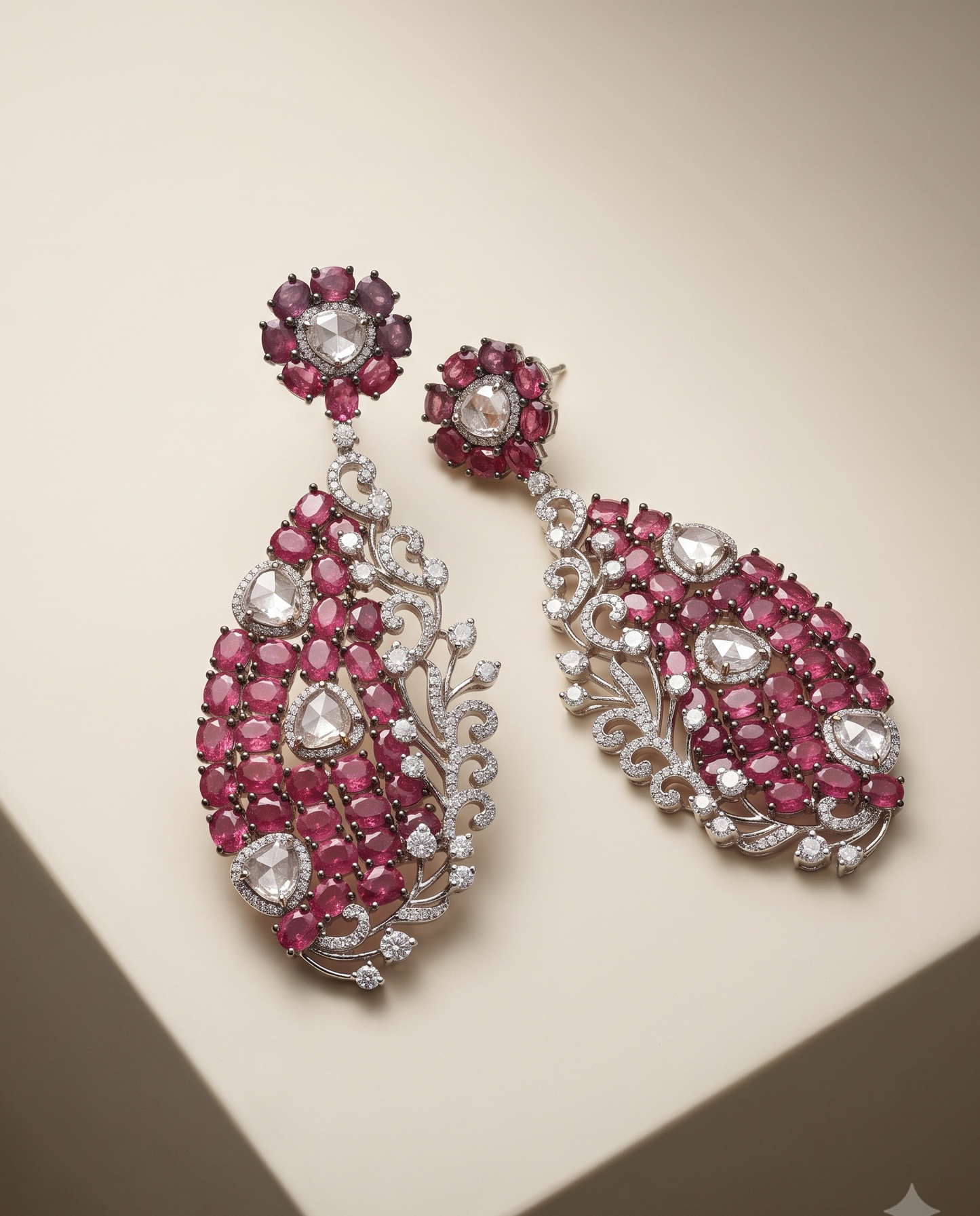 Ruby Leaf Earrings