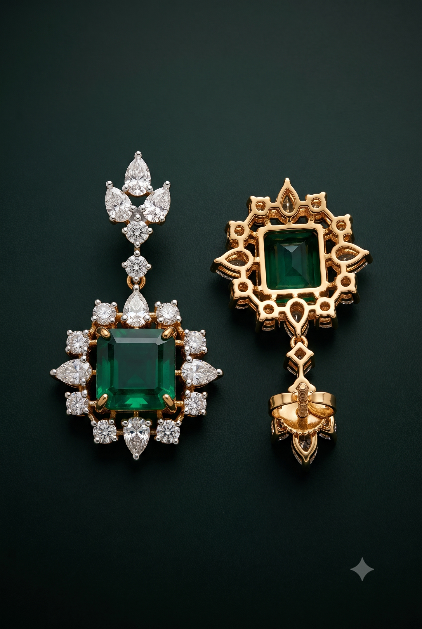 Pure Silver Emerald Cascade Danglers