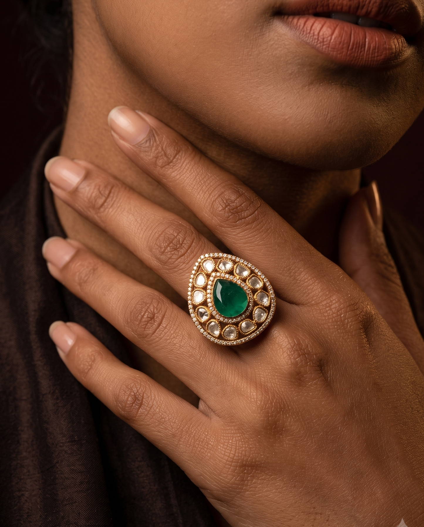 Noori Emerald Polki Ring