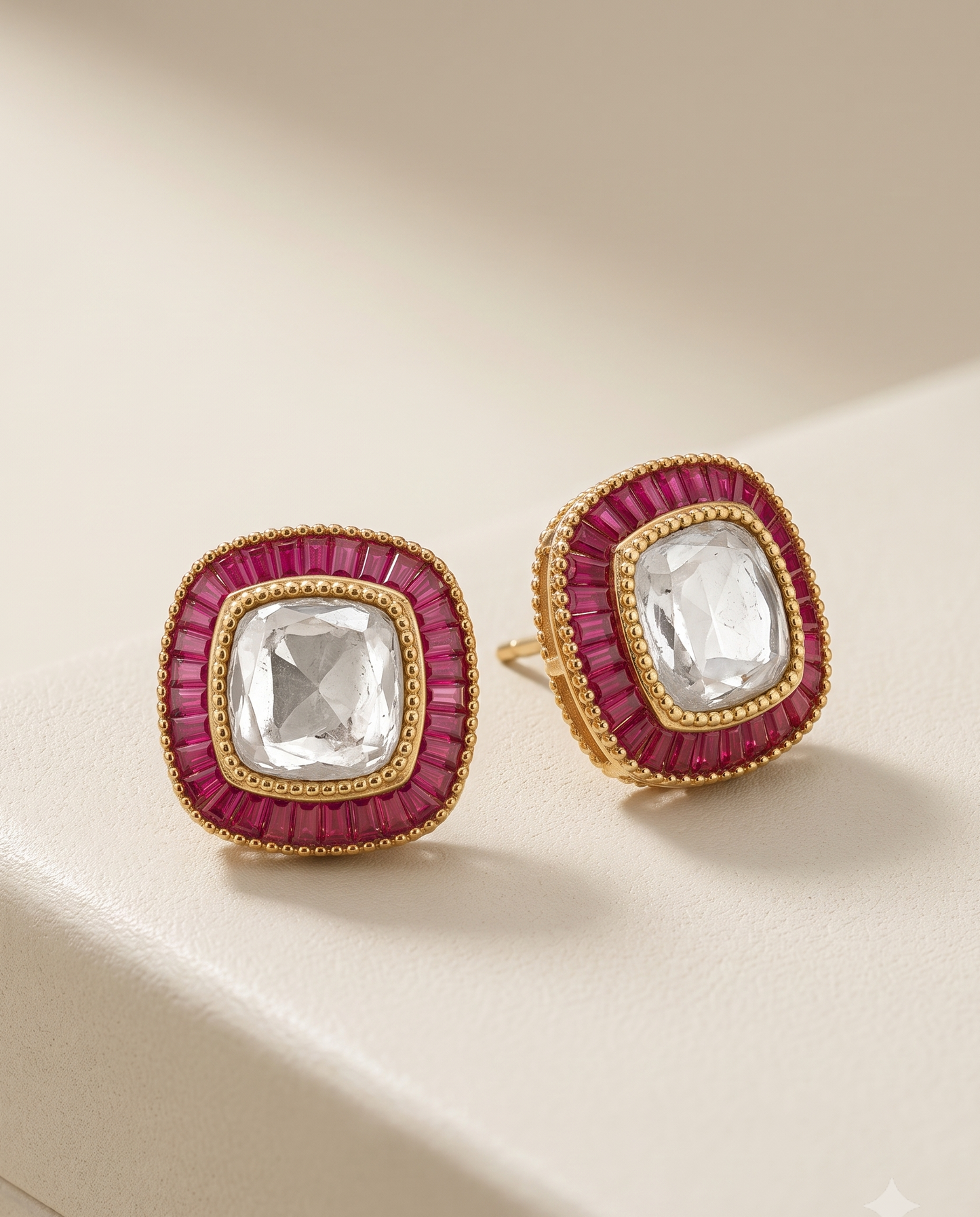Polki Enamel Halo Studs