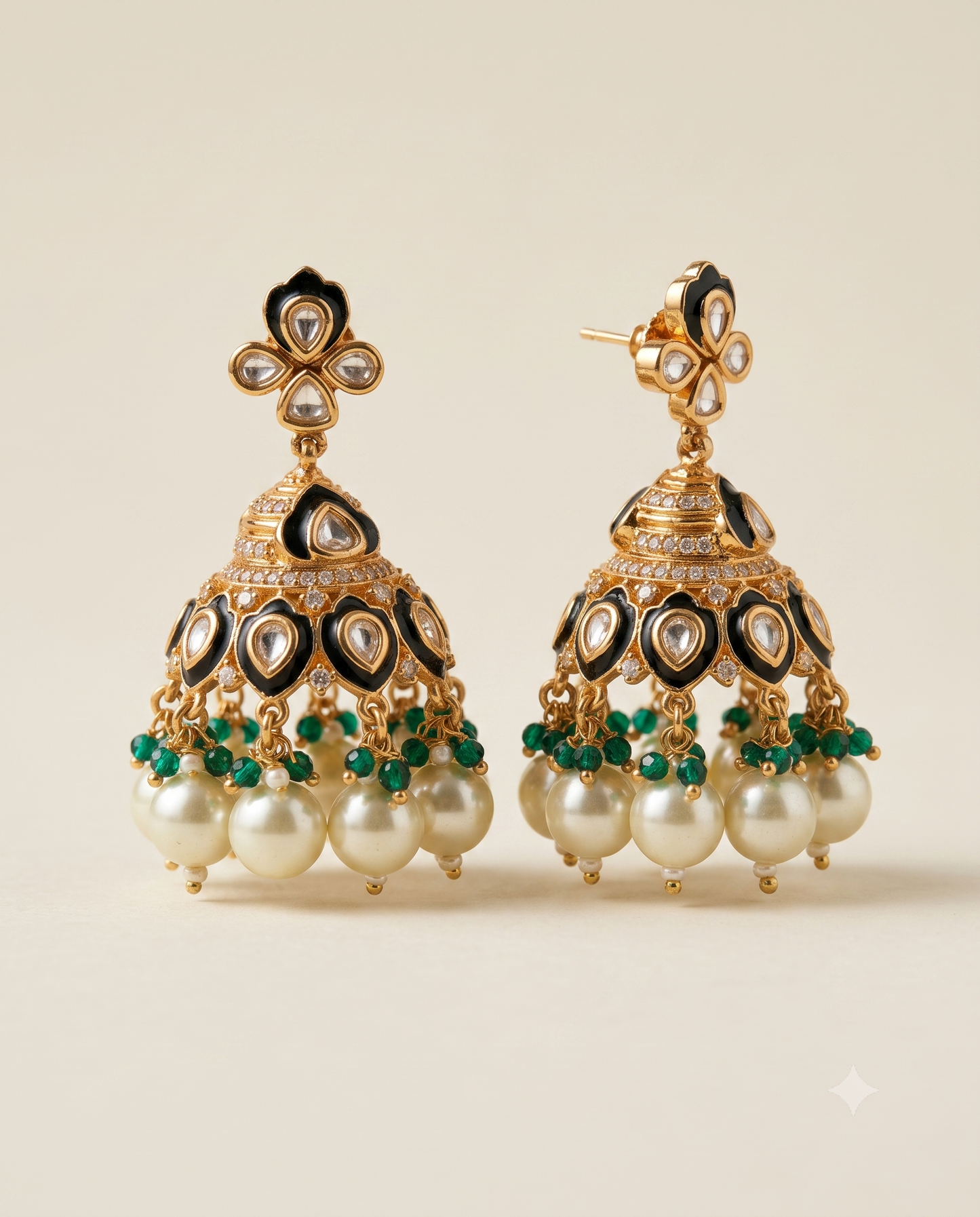 Polki Pearl Jhumkas