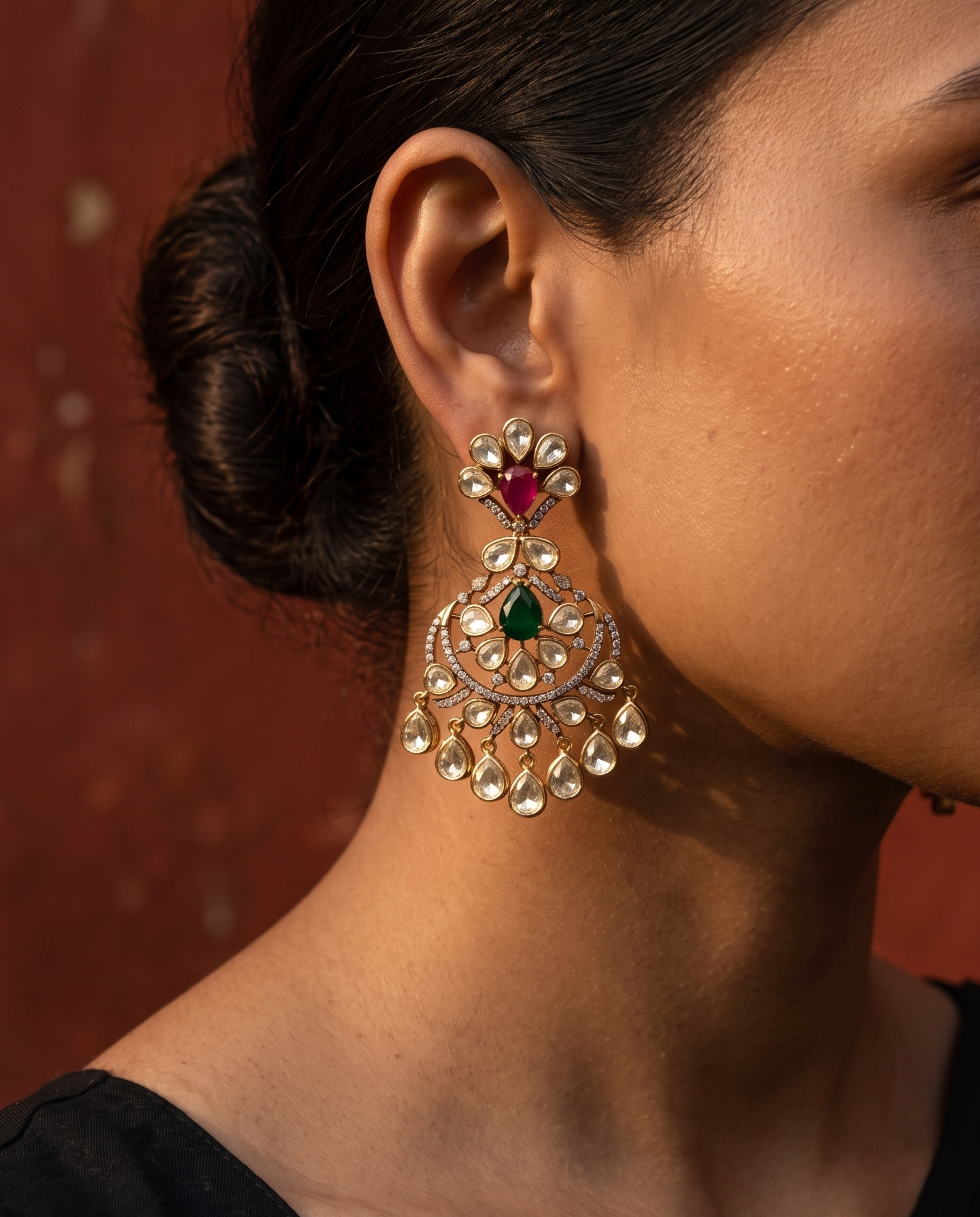 Dual Melange Polki Jhumkas